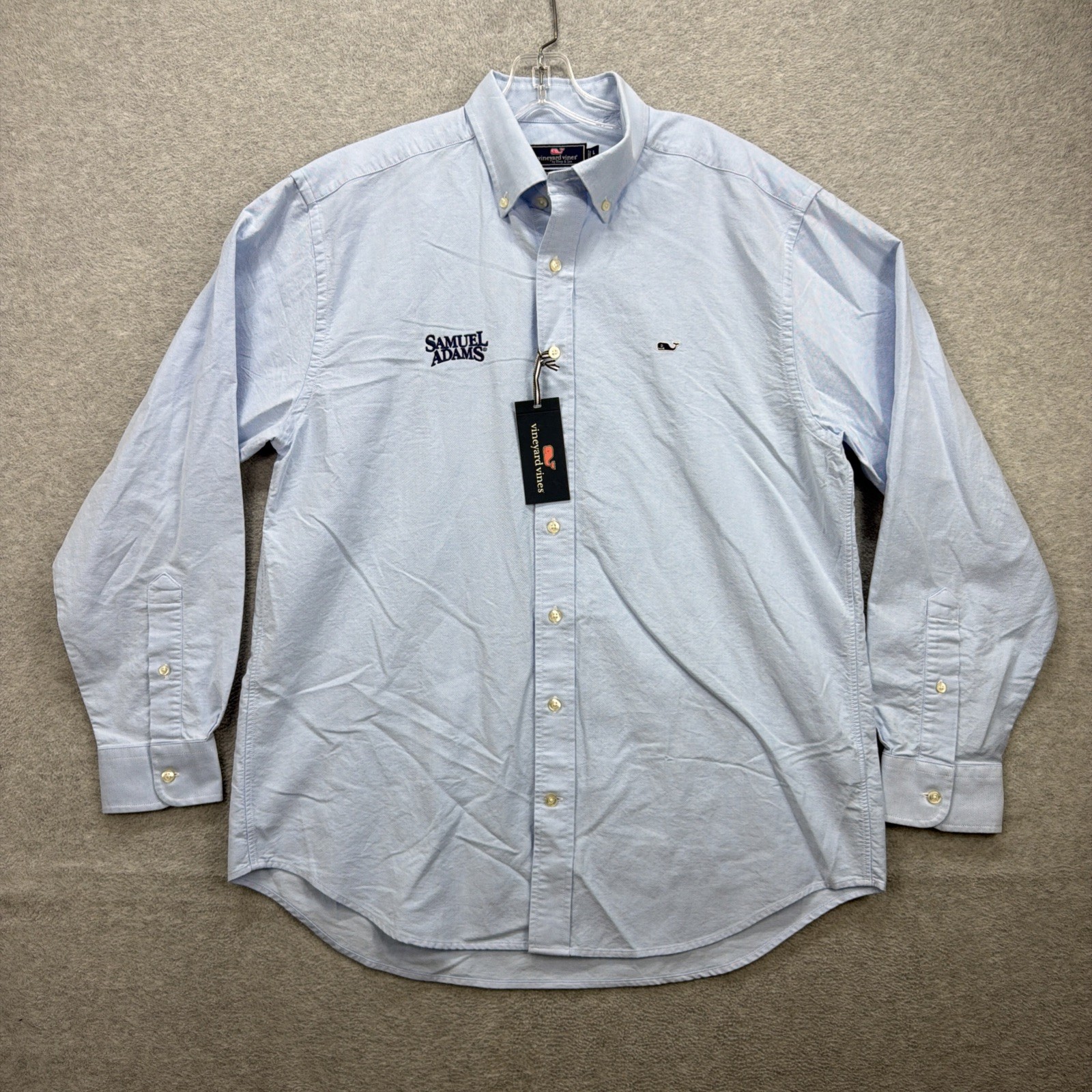 Vineyard Vines Shirt Mens Large Blue Classic Fit Whale Oxford Samuel Adams NEW
