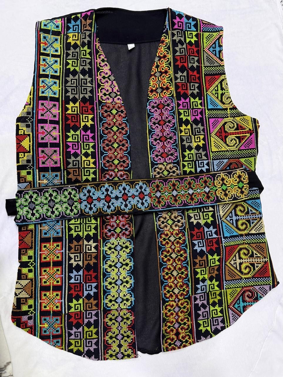 Palestinian Tatreez Vest Belt Set Hand Embroidered Jordan Women Cross Stitch