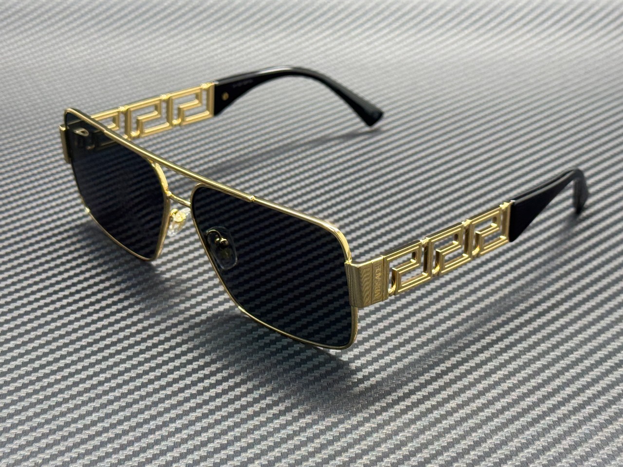 VERSACE VE2290 100287 Gold Dark Grey Men\'s 61 mm Sunglasses