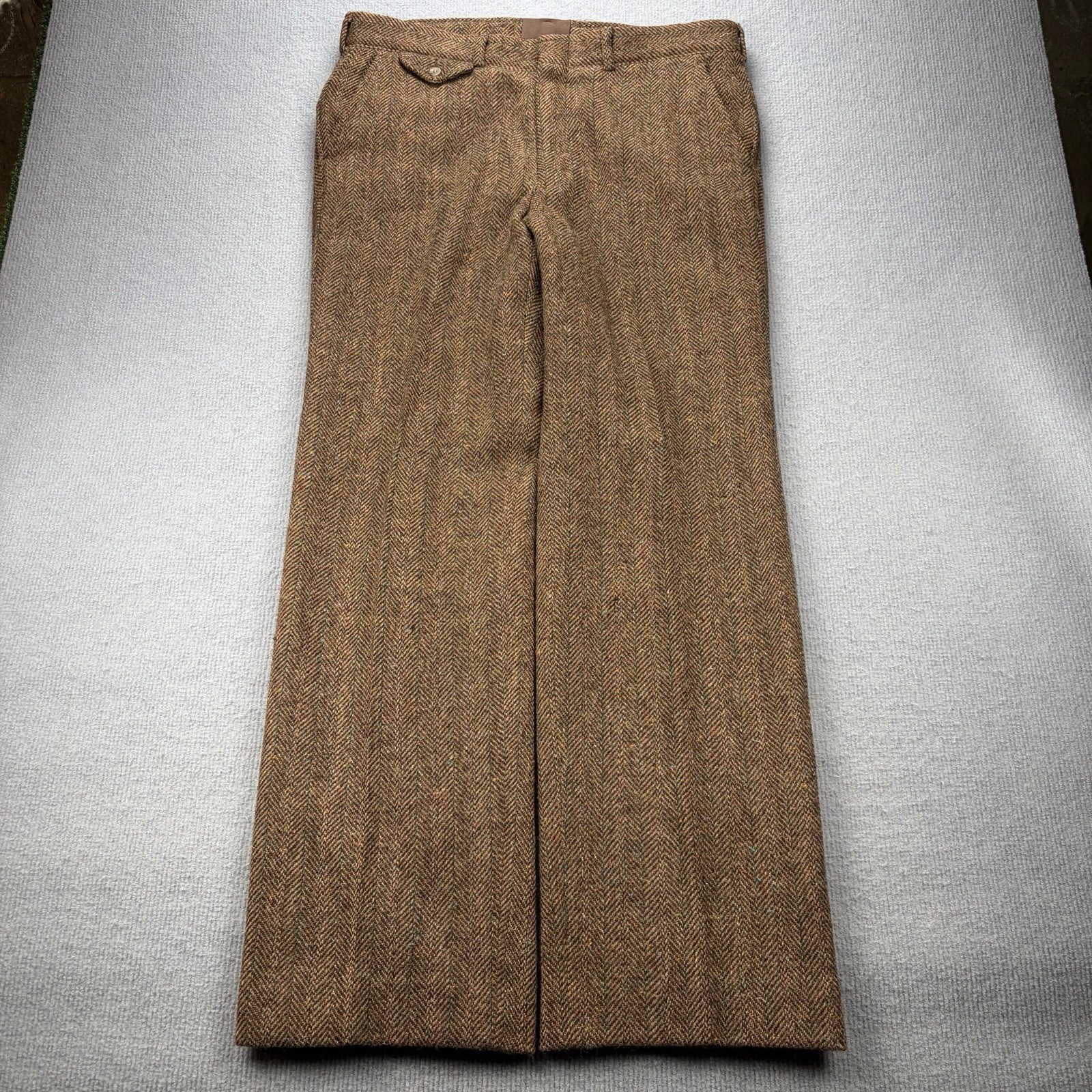 Vintage 80s 90s Polo Ralph Lauren Tweed Pleated Pants 34x33 (36) Brown Wool Mens