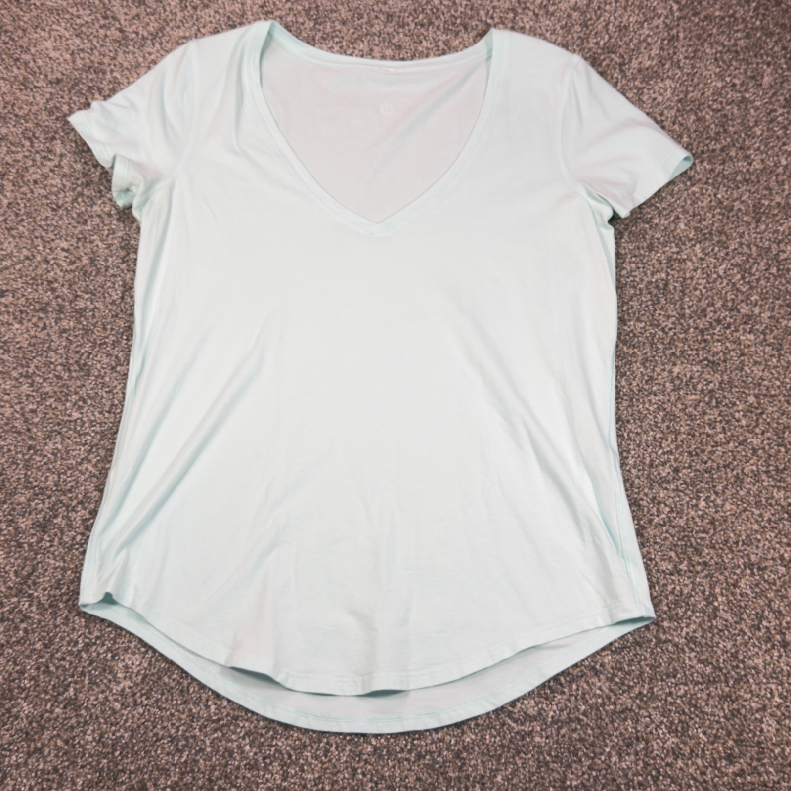 Lululemon Love Tee V Short Sleeve Pima Cotton Mint Green Aqua Top Womens 6