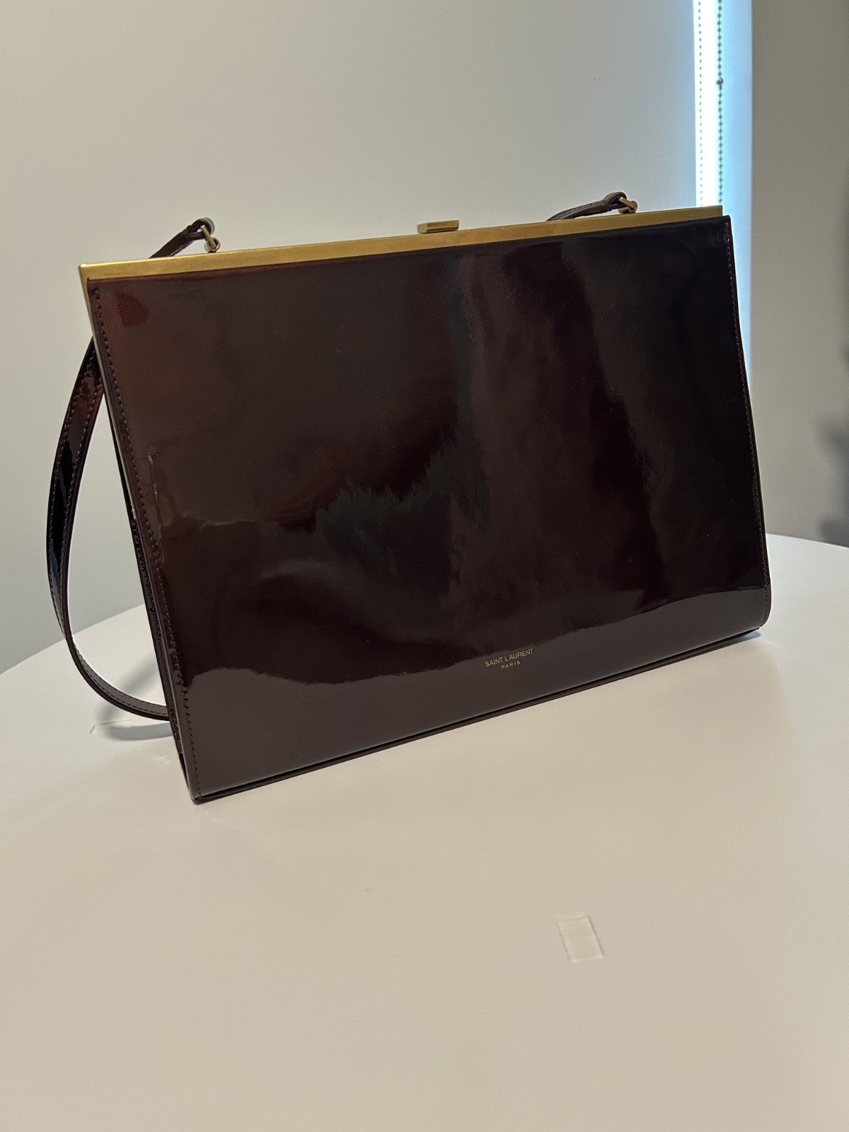 Saint Laurent  Large Le Anne-Marie Shoulder Bag Purse Espresso Burgundy Auth NWT