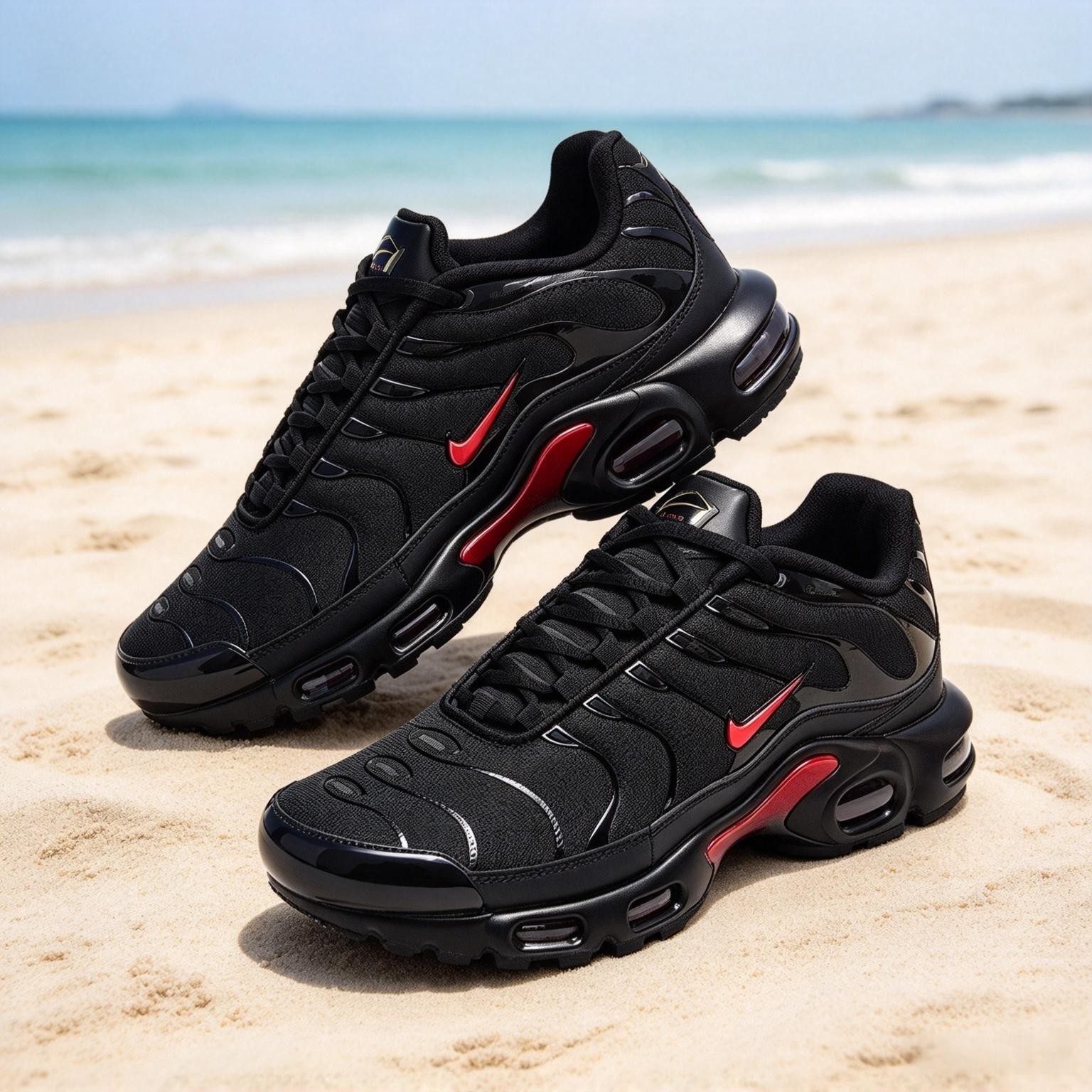 Nike Air Max Plus  Men Shoe Running Sneaker Black Red Trainer