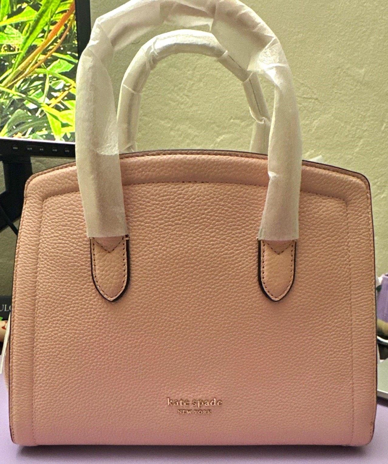 kate spade new york Knott Medium Pebbled Leather Satchel Mochi Pink Handbag