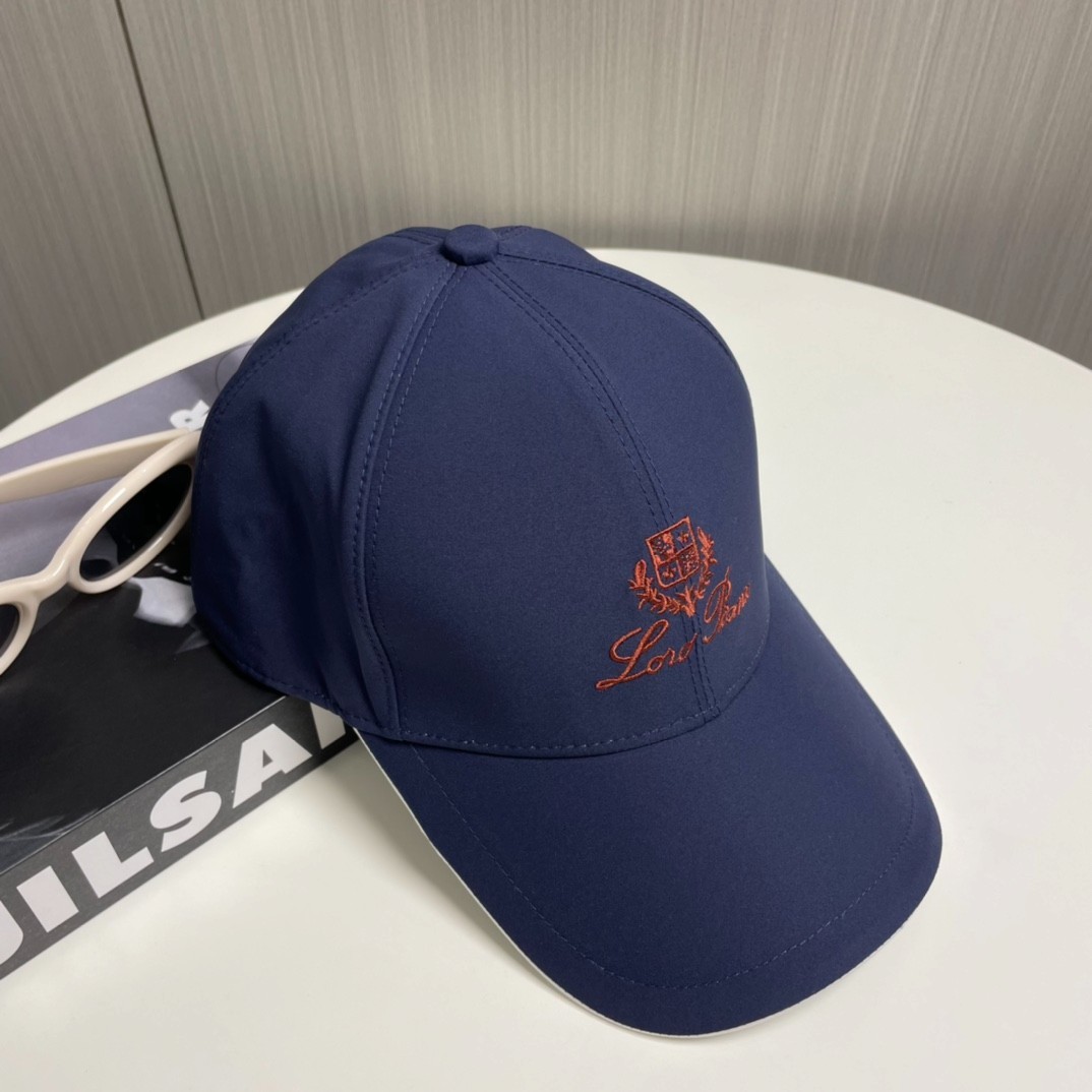 Loro Piana Casual Baseball Cap Navy Blue Lightweight Embroidered Logo Unisex Hat