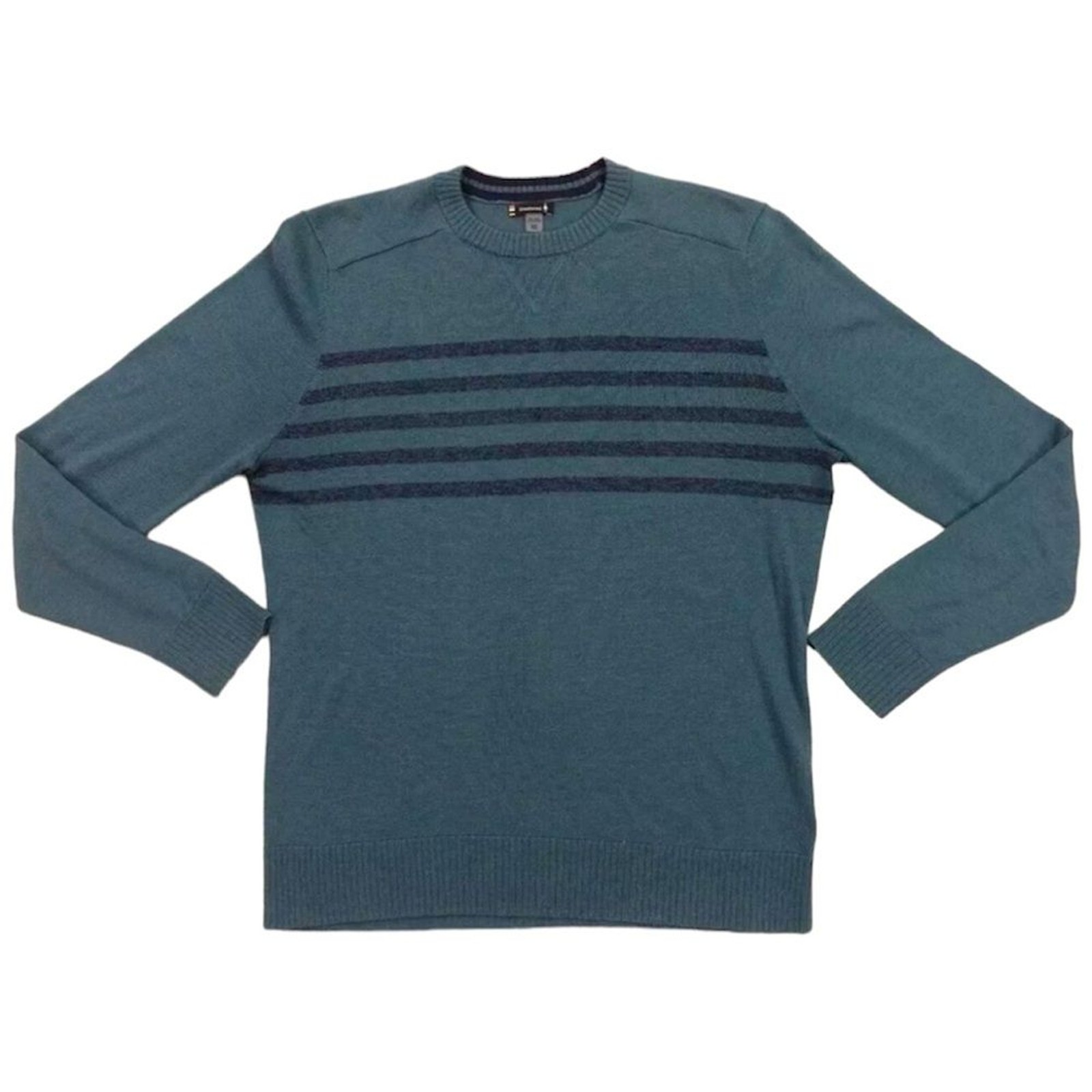 Smartwool Sweater Mens Large Blue Sparwood Crewneck Striped Wool Blend Pullover