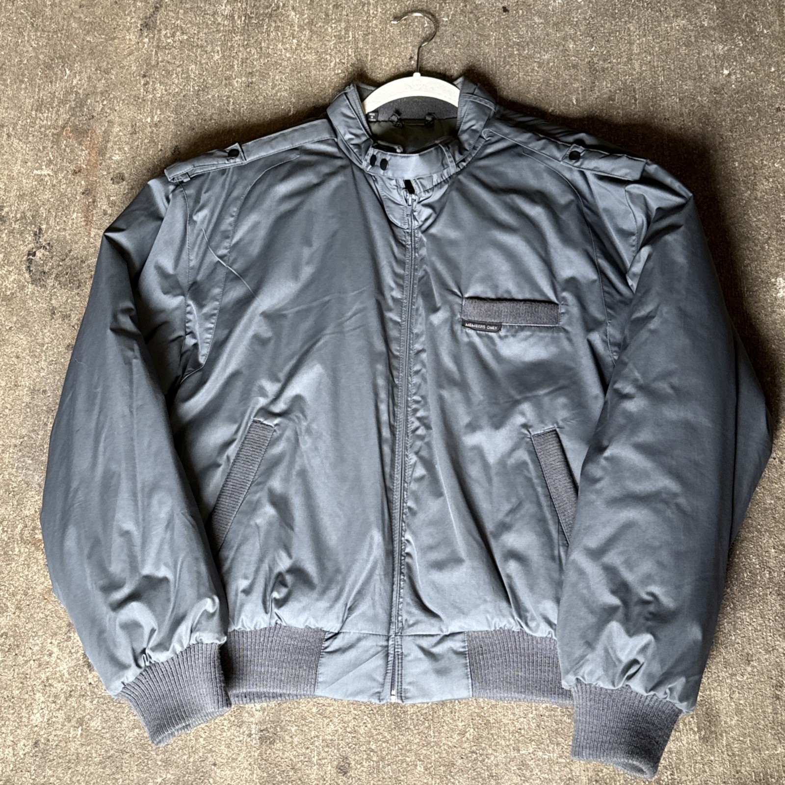 Members Only Iconic Bomber Jacket Mens 46 Dark Slate Gray Quilted Lined Zip