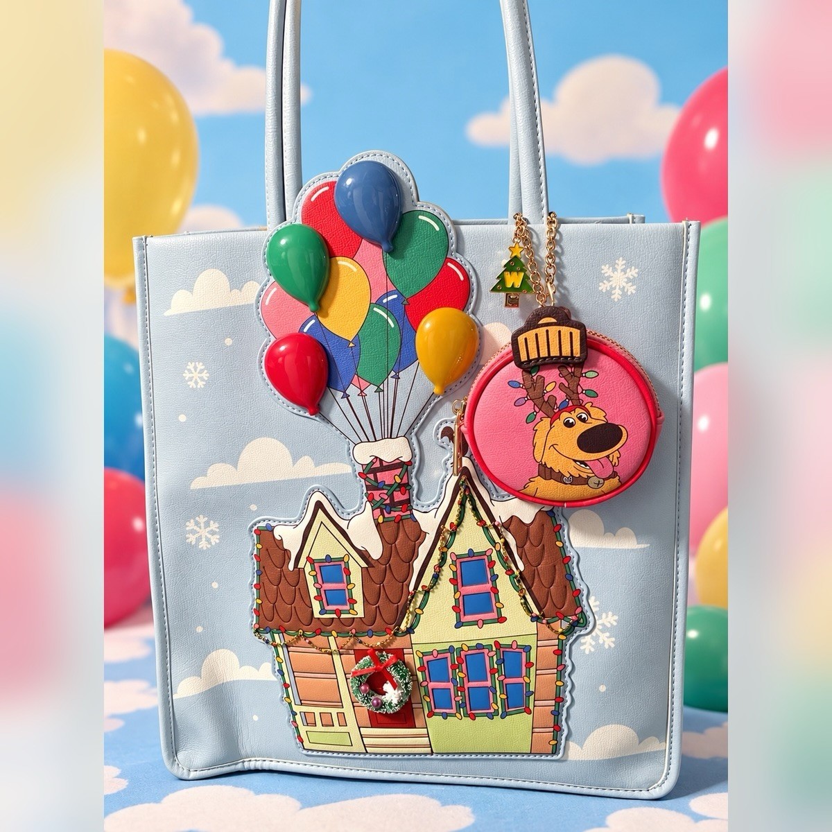 Pixar Up Christmas Tote Bag — BoxLunch Exclusive, Dug Coin Purse, Never Used