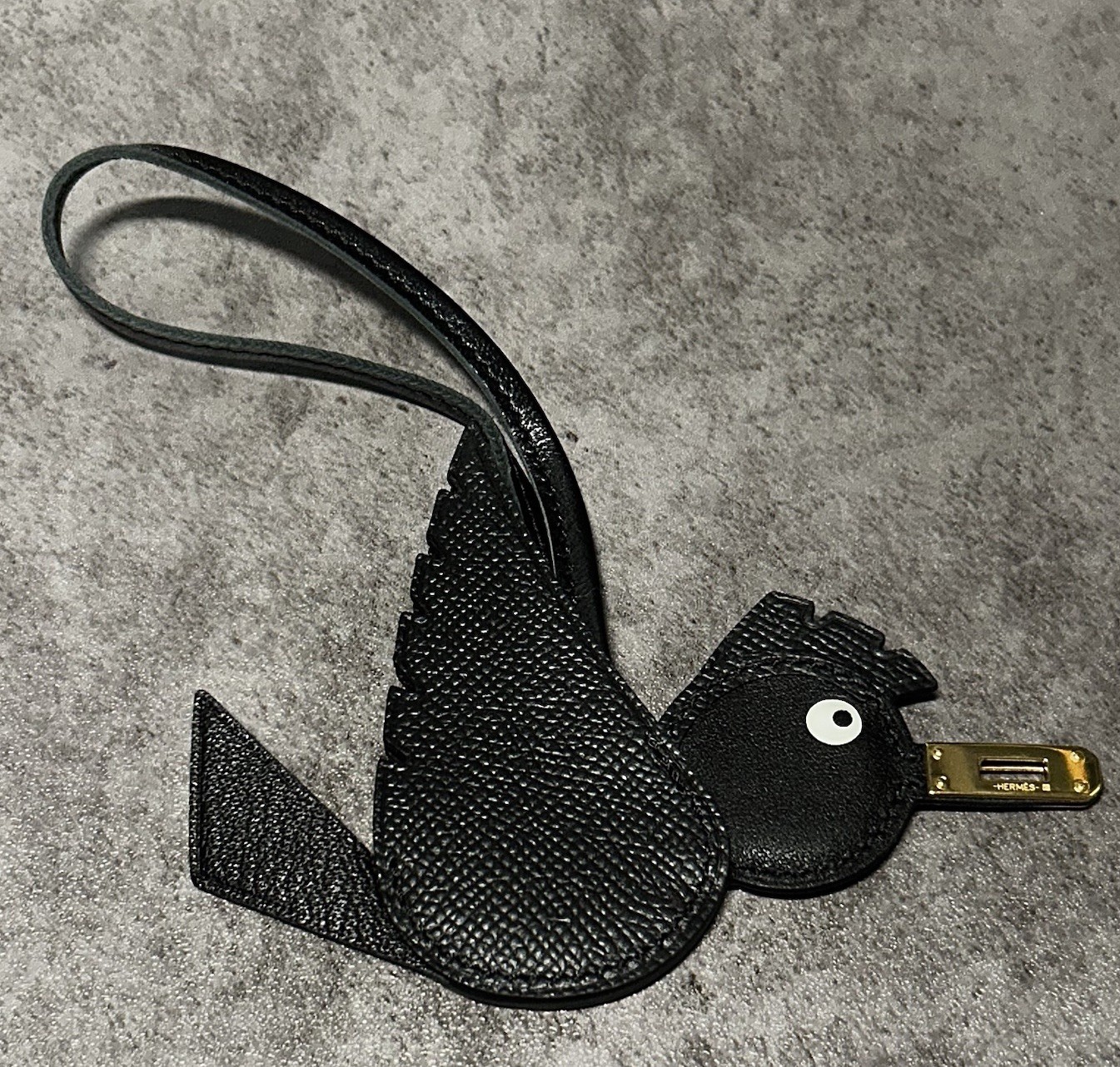 Hermes Birdie Charm Noir Charm Gold Beak Epsom Milo Lamb Leather