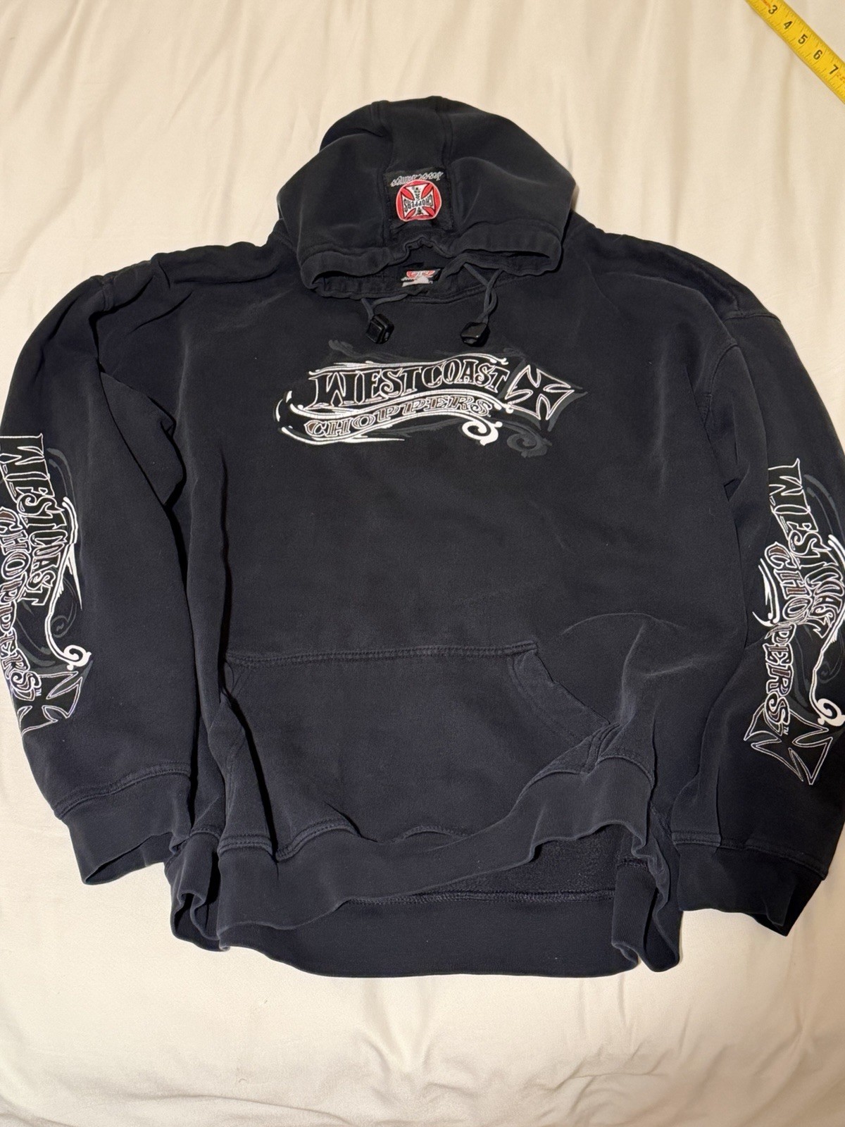 90s Vtg West Coast Choppers Jesse James Black Hoodie XL Biker Sweatshirt Rare