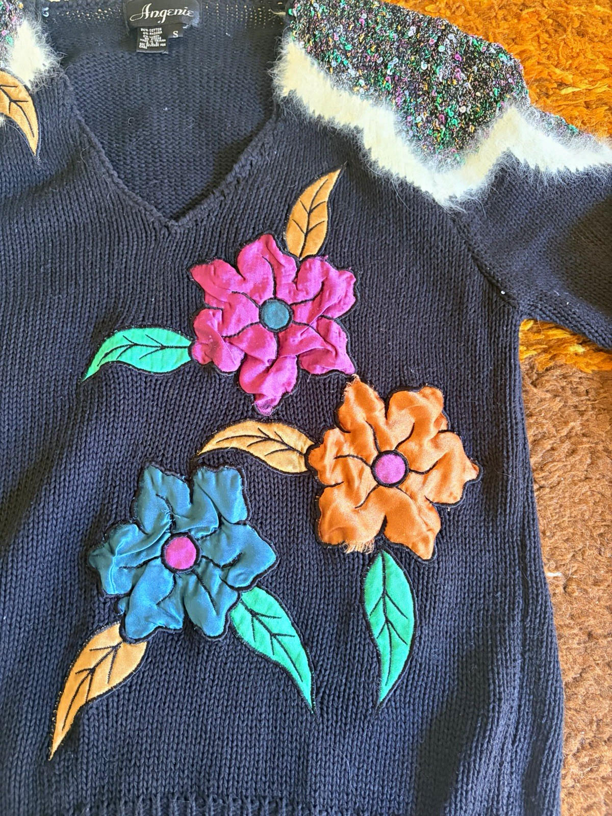 Womens angora, cotton vintage 80s sweater size medium