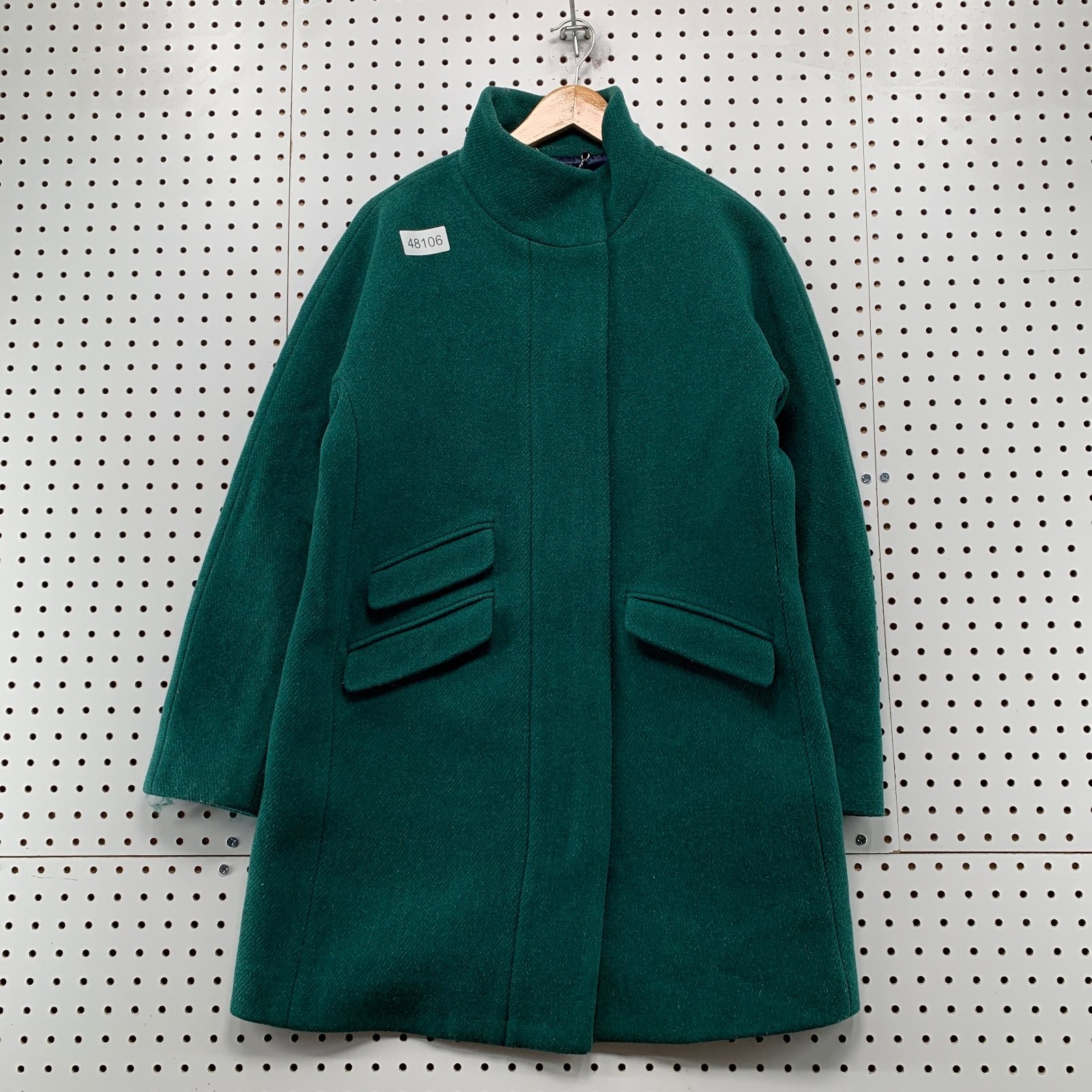 J Crew Italian Wool Coat Womens SIze 8 Green Stadium Cloth Wool Blend Overcoat