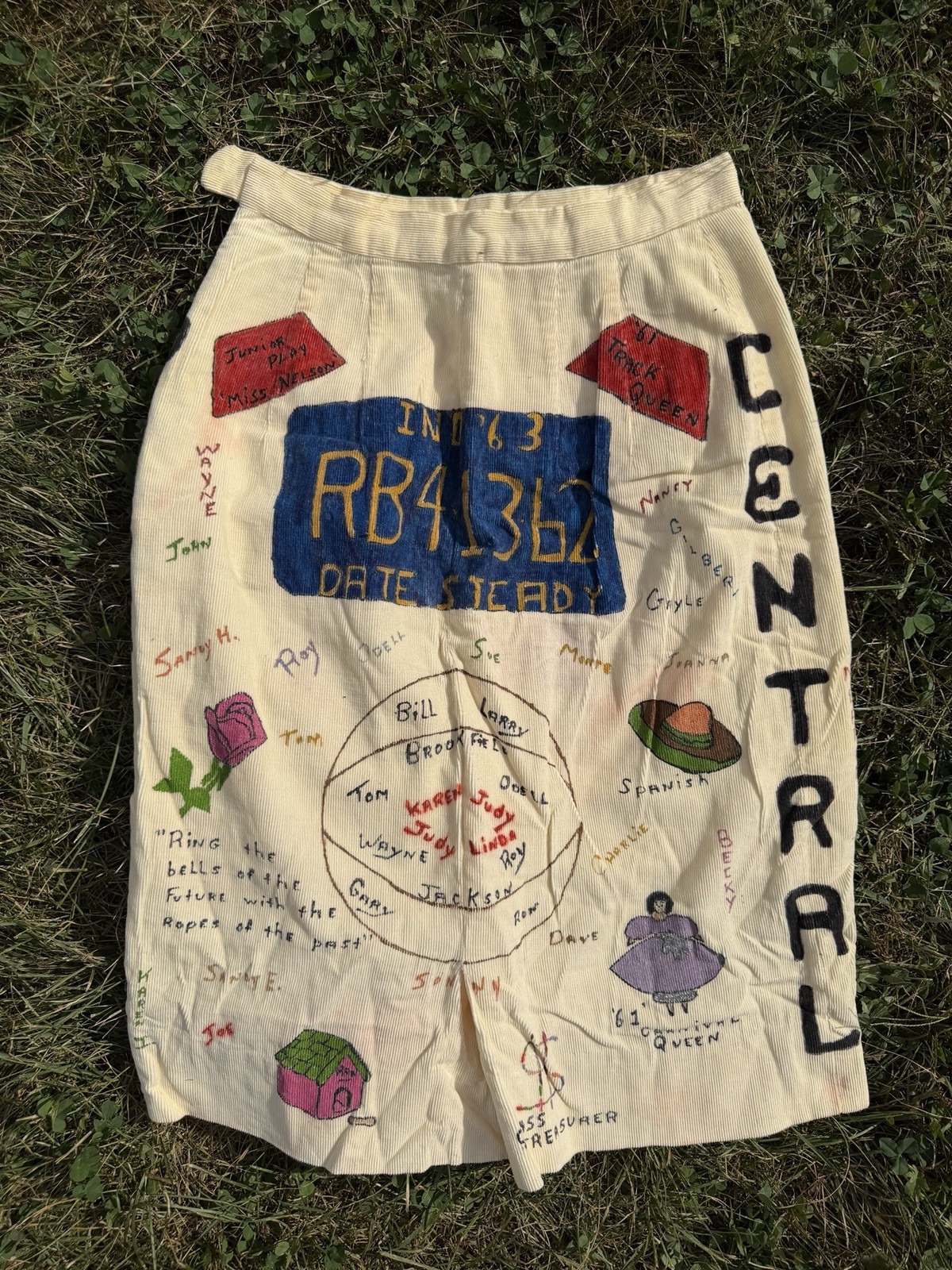 RARE 1963 Hancock Central High School Panthers Maxwell, IN Senior Cords Skirt