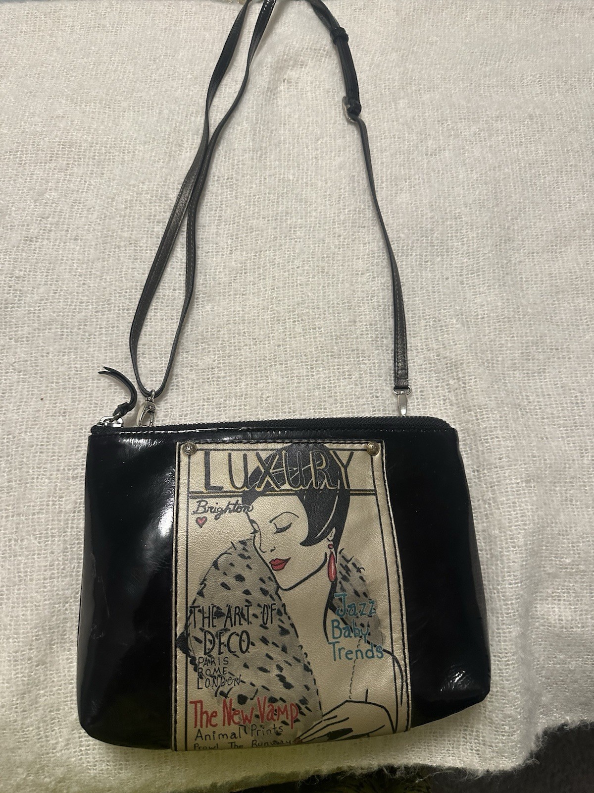 BRIGHTON FASHIONISTA DIVA Slim Zip Top SM MGPPB Leather Crossbody BaG MG