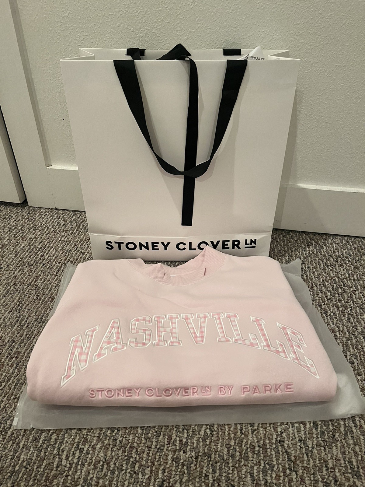 Rare Parke x Stoney Clover Fleece Mockneck Sweatshirt XXL  Pink Nashville plaid