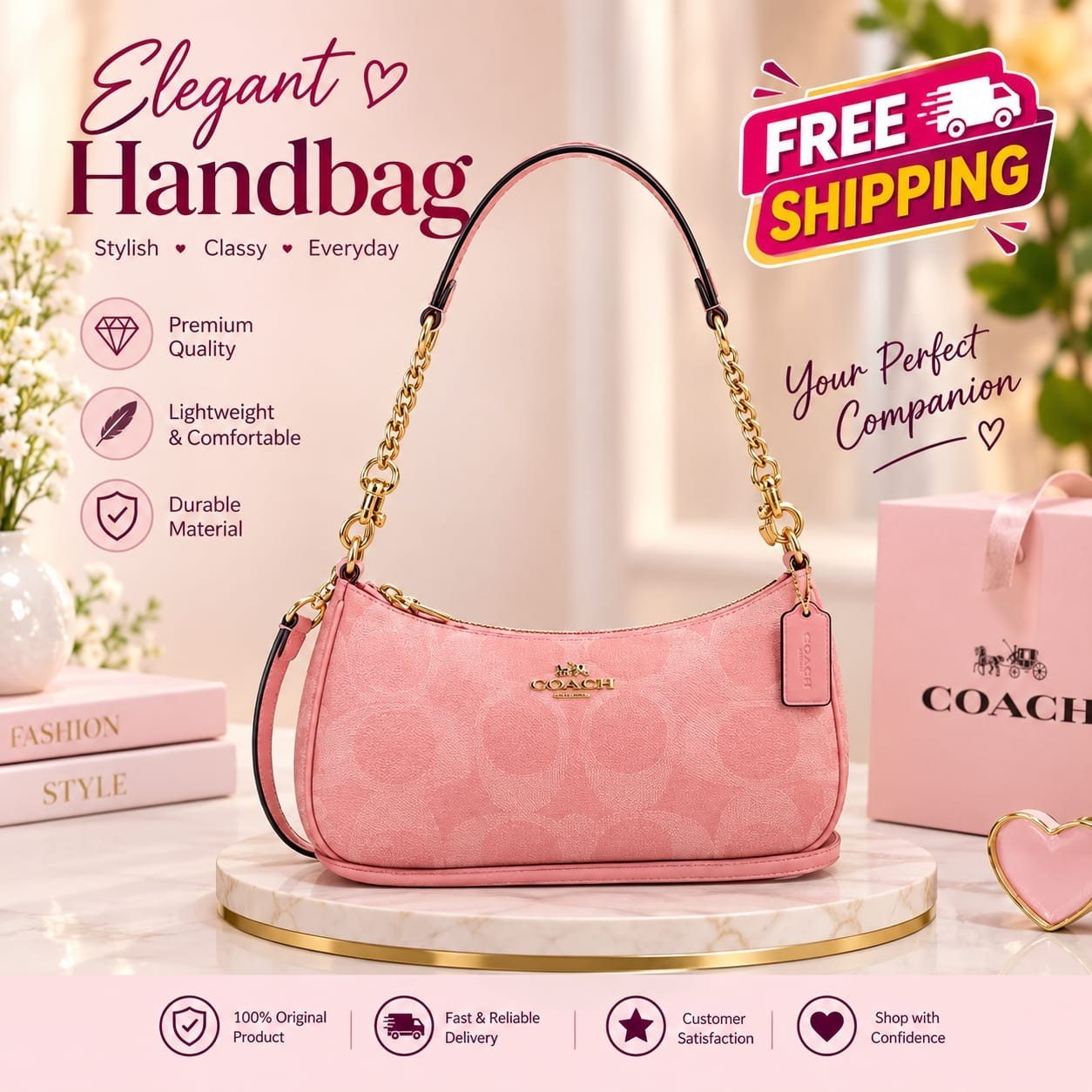 Coach Teri Shoulder Signature Canvas CAL51 Powder Pink outlet NEW