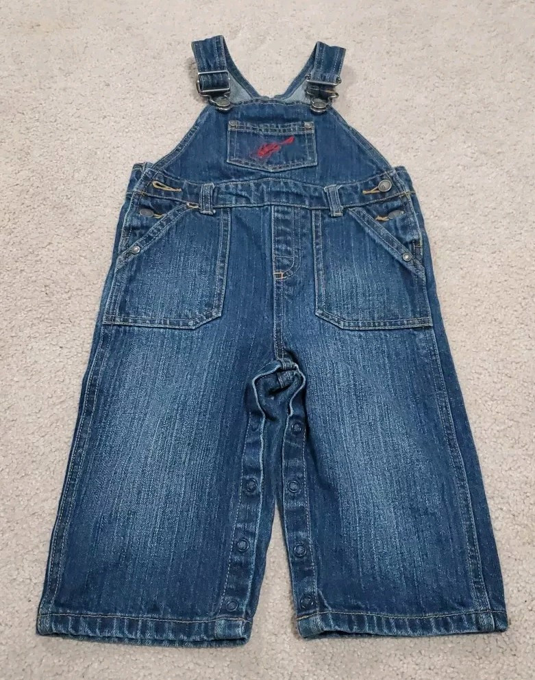 Gymboree Rock On 2008 Size 12-18 months Overalls Blue Denim Red Guitar