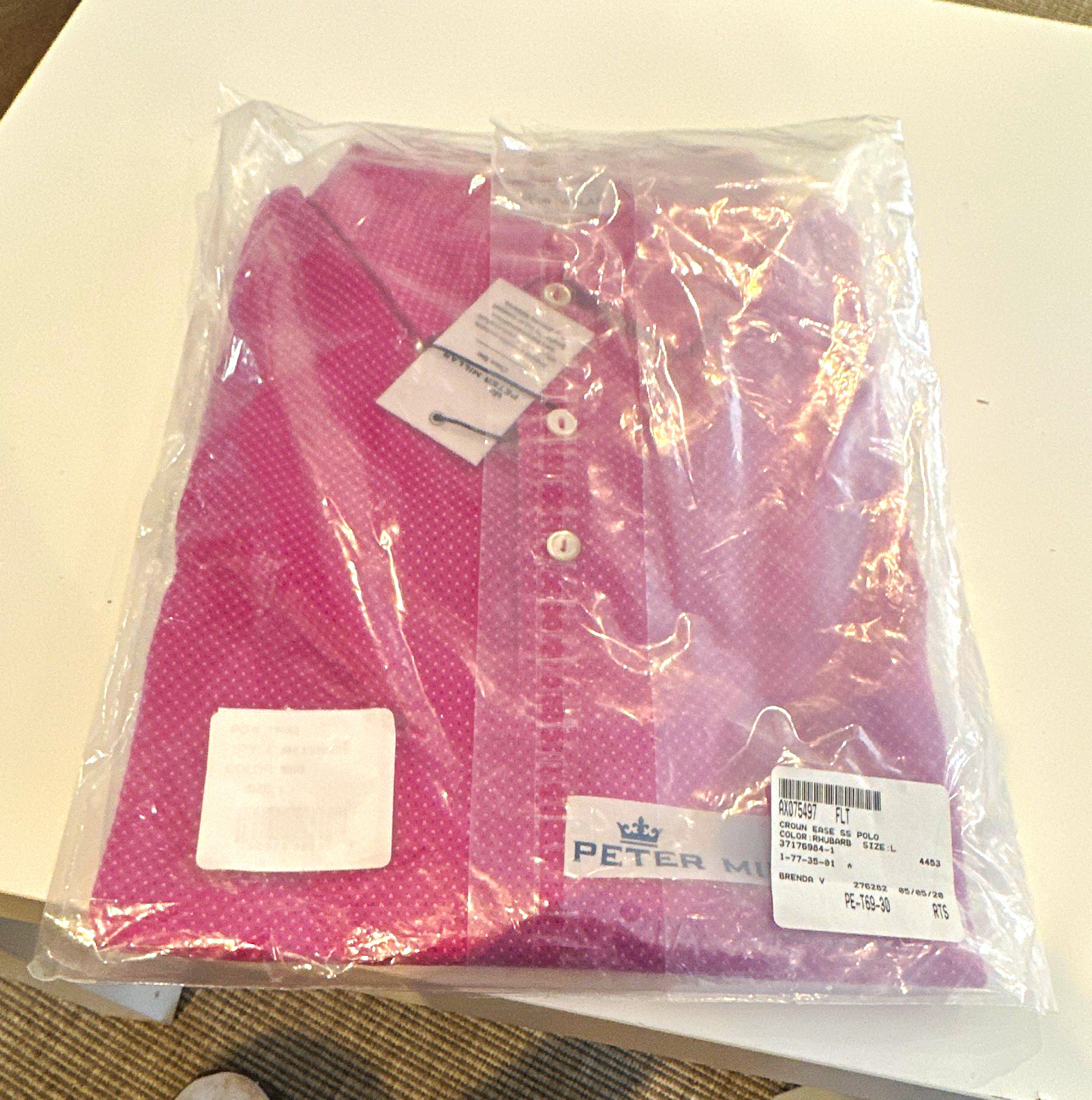 Peter Millar Crown Ease Men’s Short Sleeve Collared Polo Rhubarb L AX075497