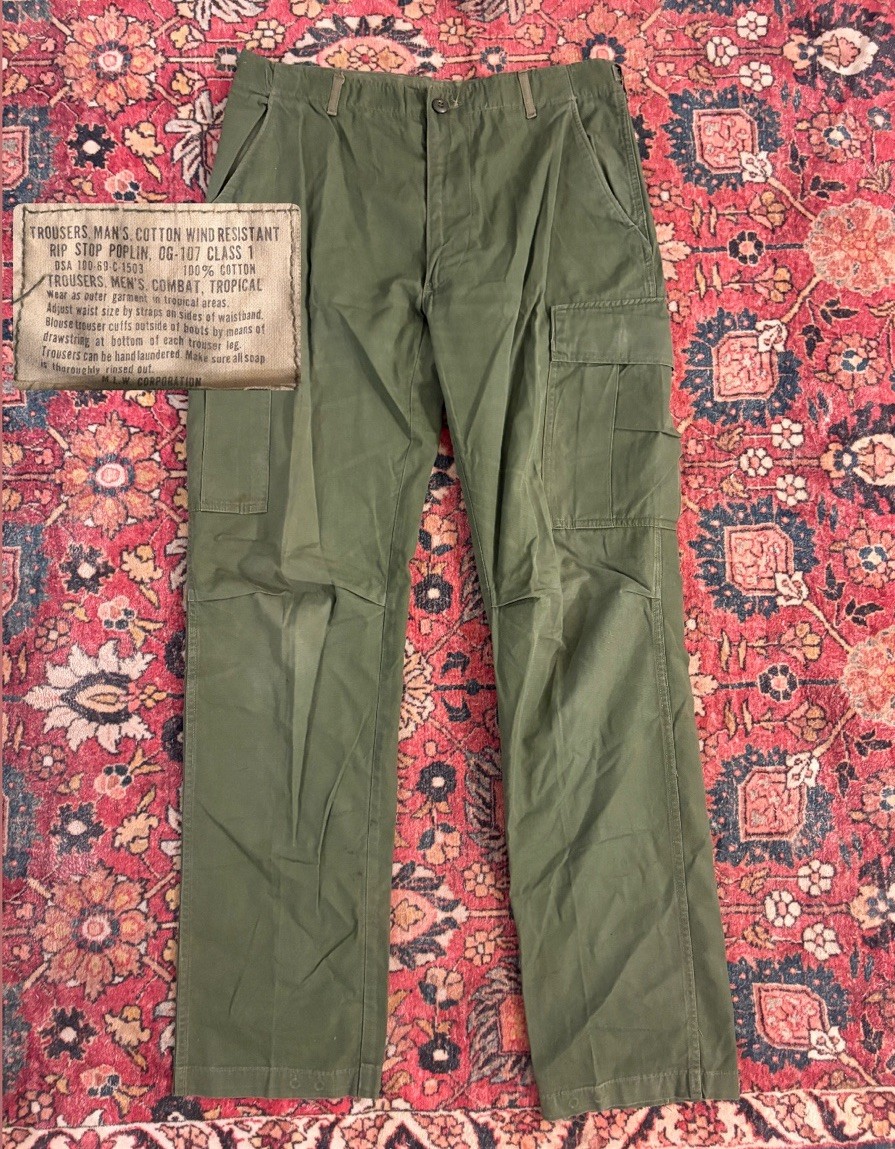 VTG OG-107 US Army Trouser Medium Poplin Tropical Ripstop Cargo 50s 60s Class 1