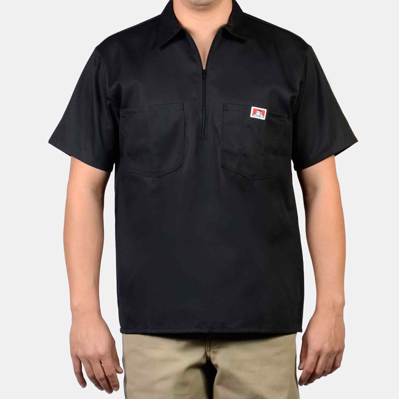 Ben Davis Solid / Stripes / Plaid Short Sleeve 1/2 Zip Up Shirt Multicolor [LR]