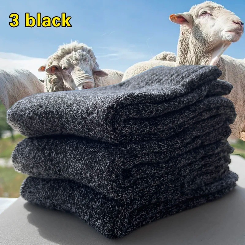 3/5 Pairs Solid Color Wool Socks for men Winter Warm Socks Thermal Socks Thick