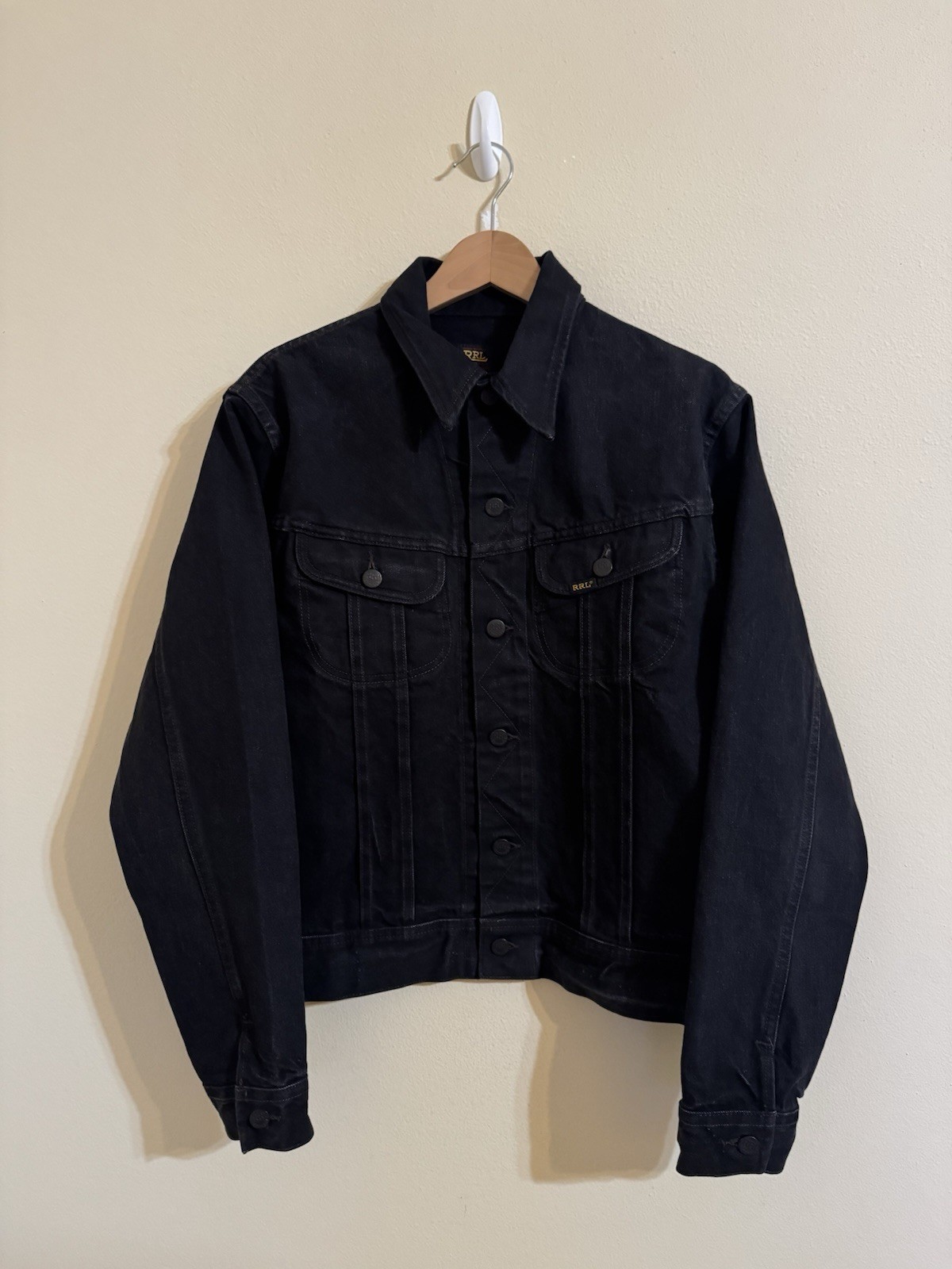 RRL Double RL Ralph Lauren Lot 271 Worn In Black Wash Denim Jacket Medium