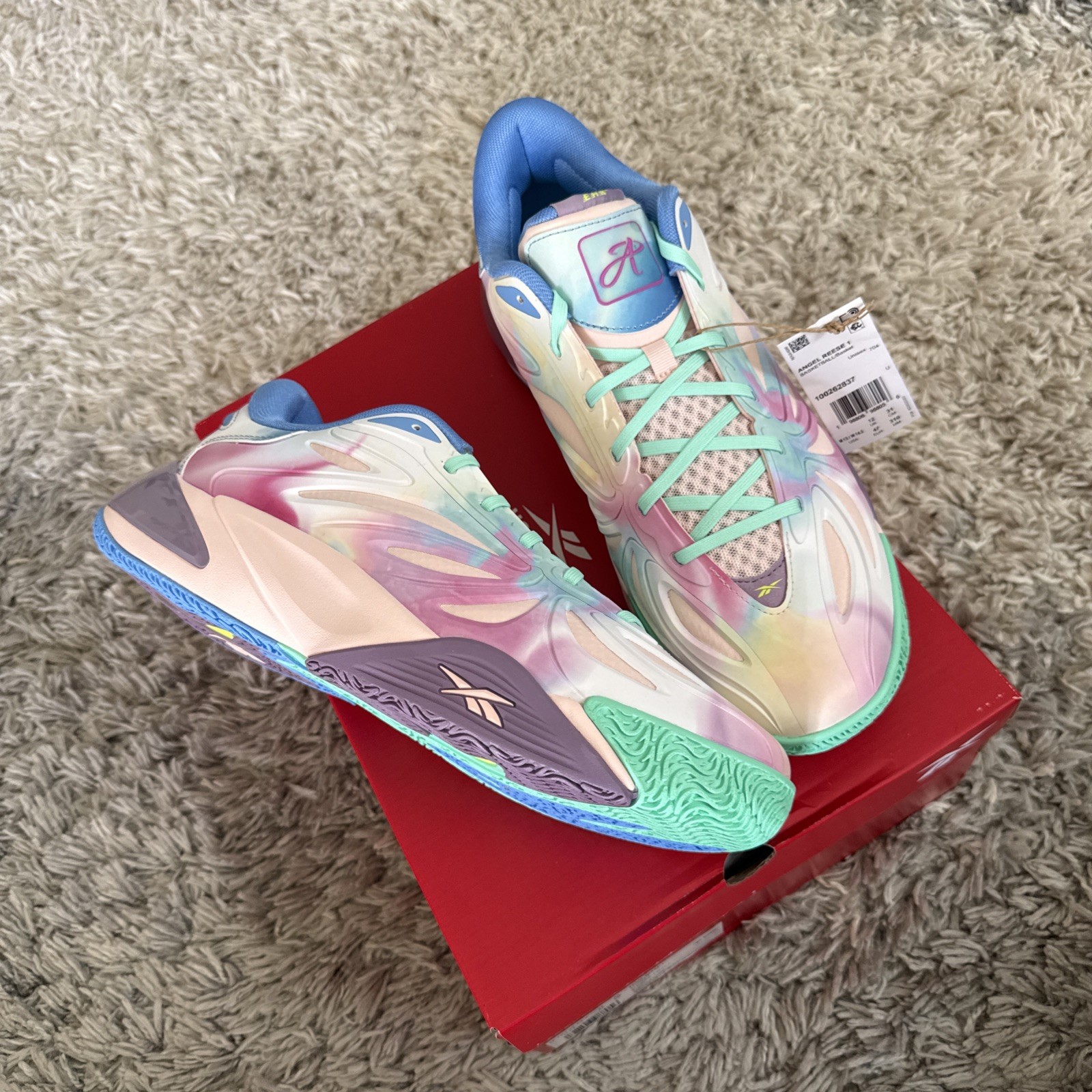 Reebok Angel Reese 1 Men Basketball Shoe Aqua/Purple/Blue Size 13 100262837