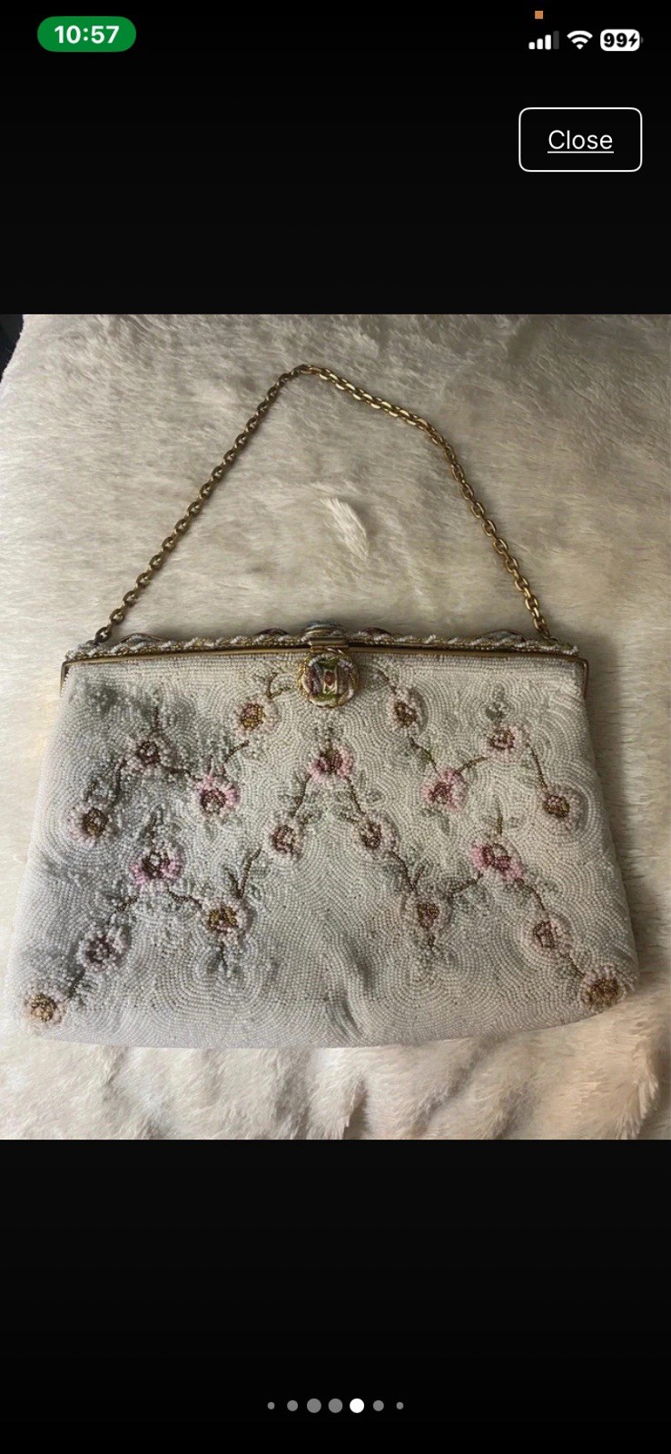Vintage Altma Et Fils Hand sewn fabric Clutch / Bag Gold Chain Strap