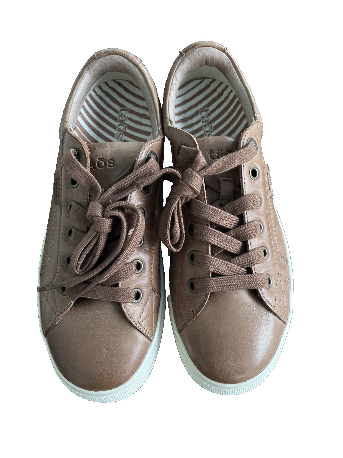 Taos Plim Soul Lux Brown Leather Sneakers Low Top Lace Up Womens US 7.5W NWOT