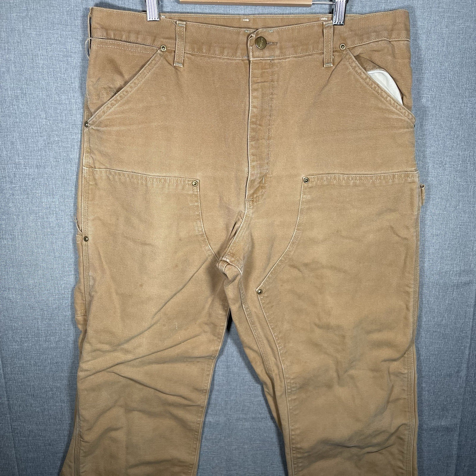 Carhartt B01 BRN Double Knee Carpenter Pants Mens 34x32 USA Vintage Trashed