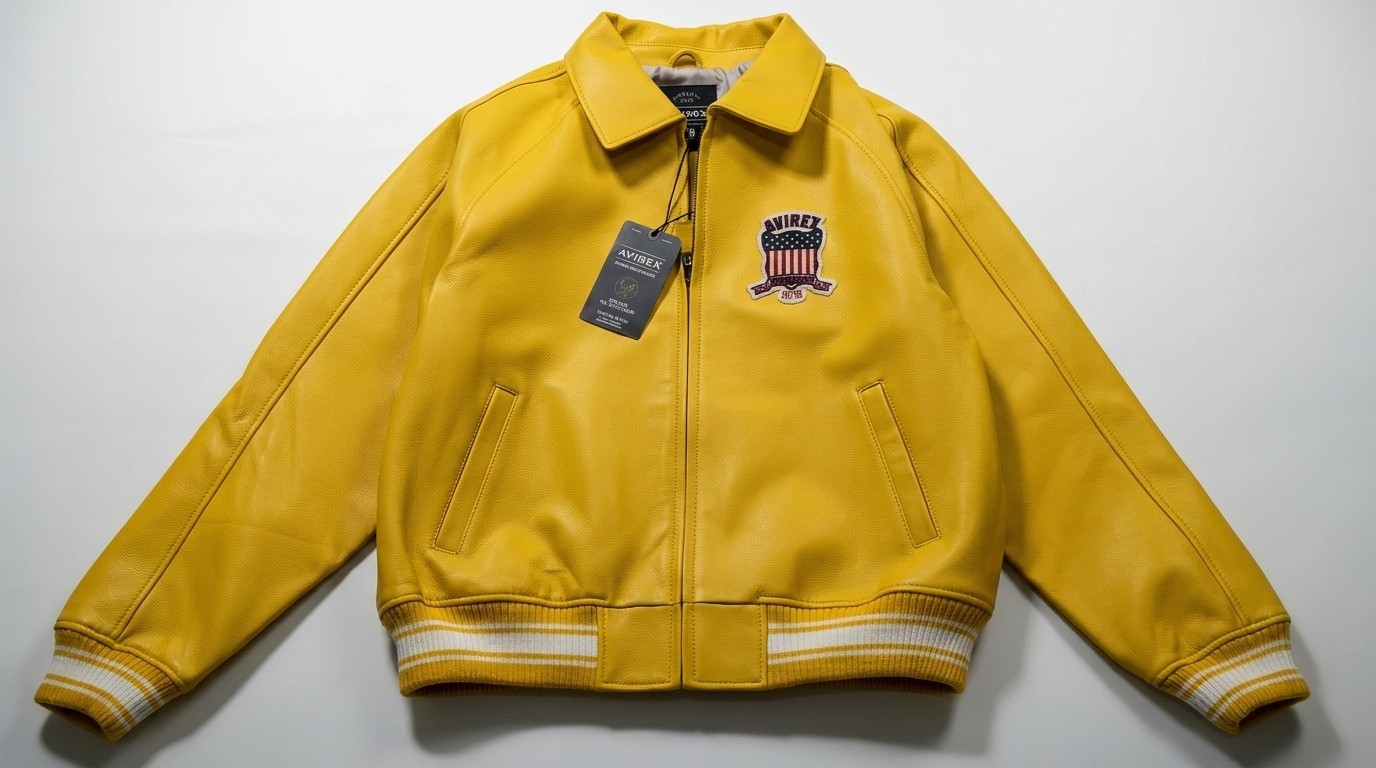 AUTHENTIC Avirex Icon Leather A1 BOMBER Jacket MENS GOLD YELLOW NEW ALL SIZES