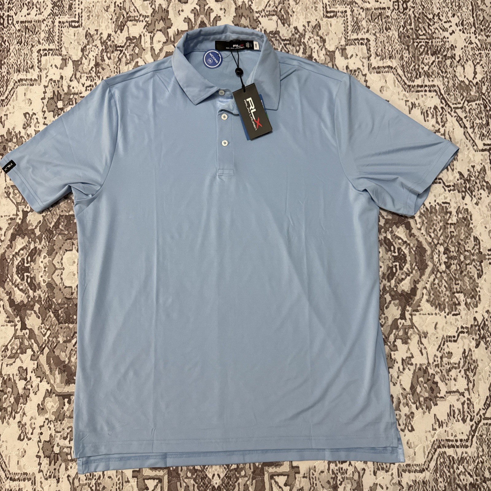NWT RLX Ralph Lauren Performance Golf Polo Shirt Blue Wicking Men’s L $110