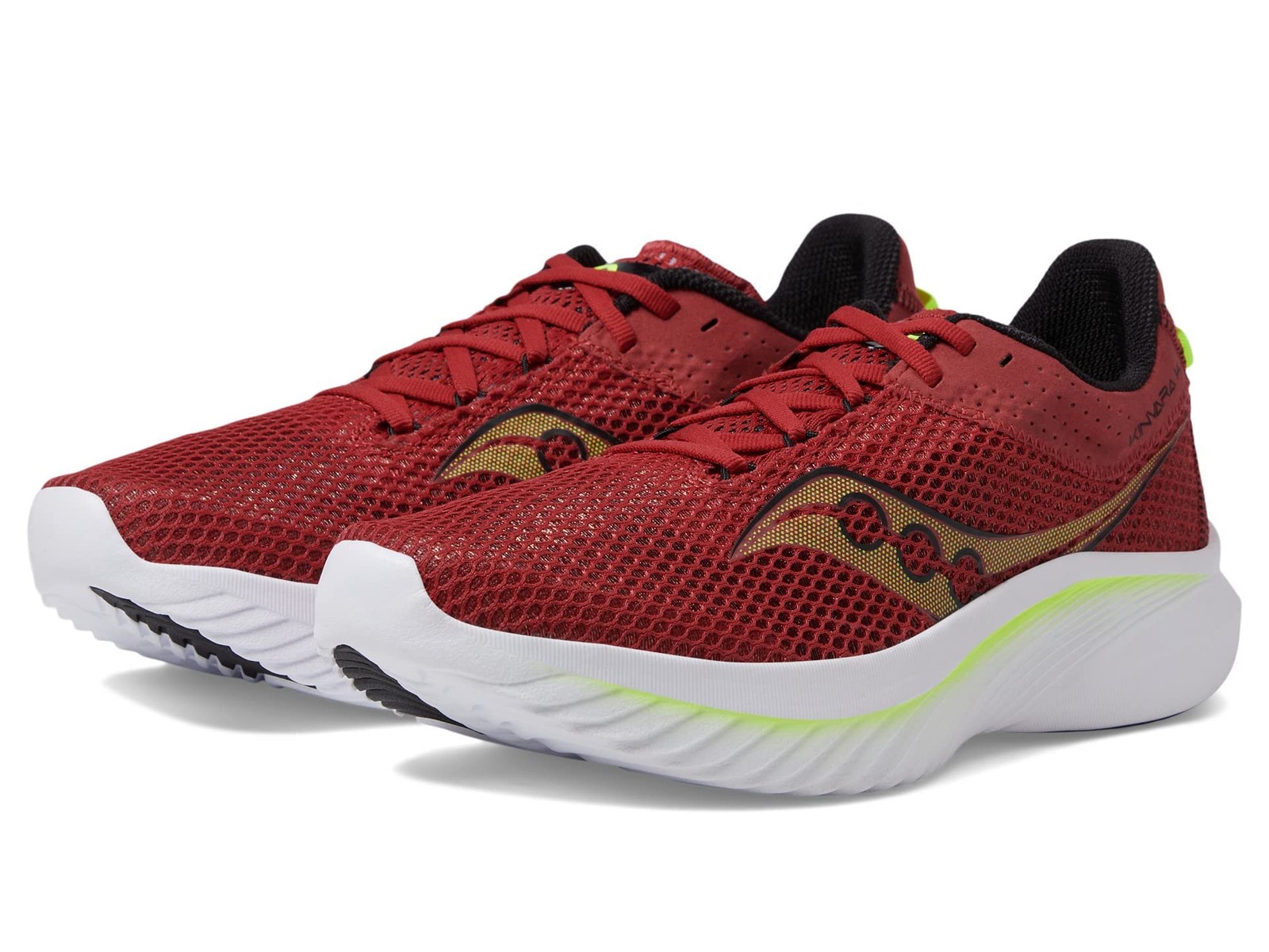 Saucony Men\'s Kinvara 14, White / Poppy Red / Yellow Size 11