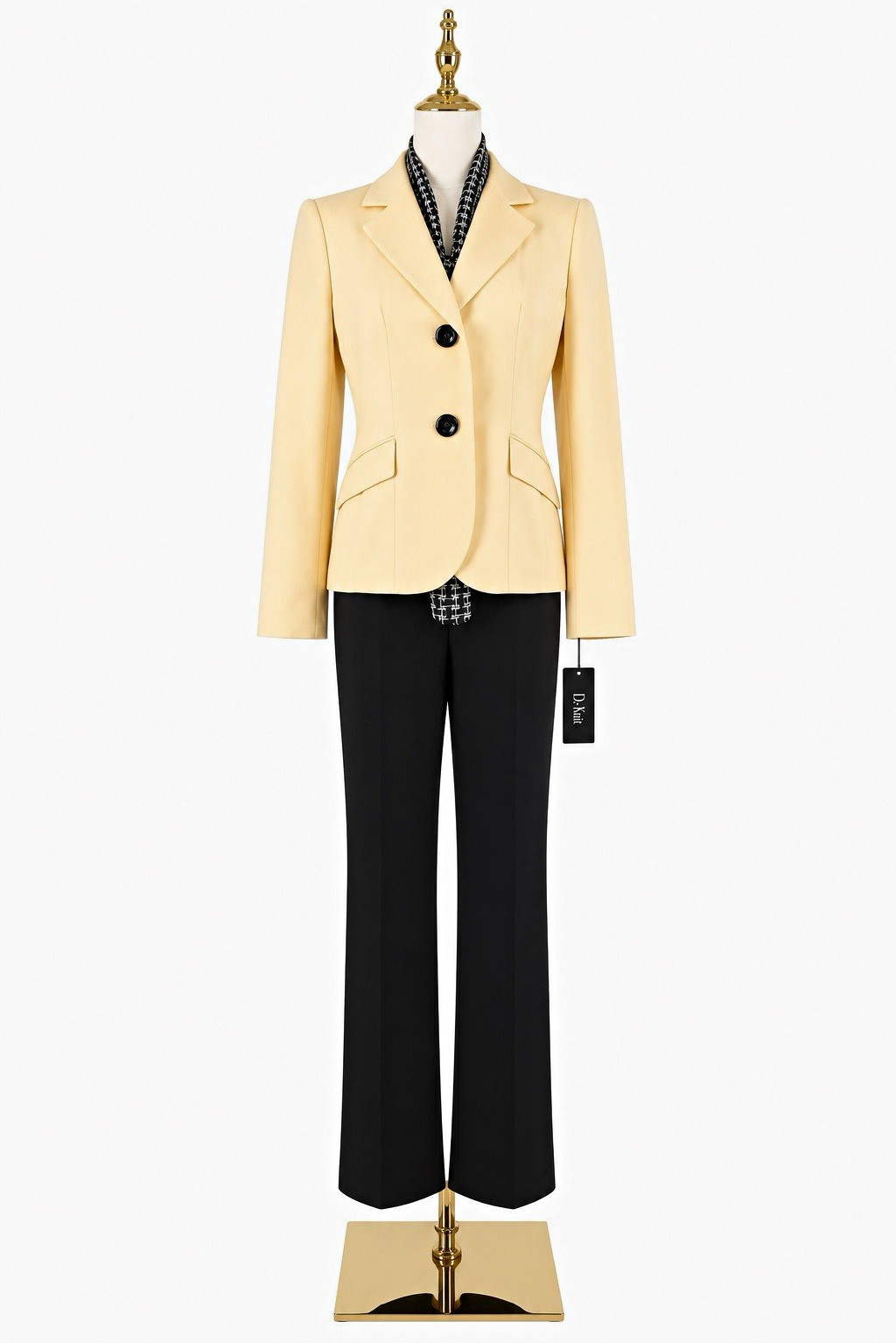 NWT Le Suit City Blooms Pantsuit Sz 4 Banana Yellow Black w/ Scarf