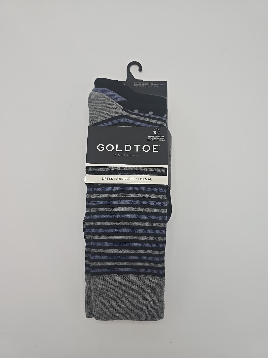 GoldToe Edition 3 Pack QuaFX Formal Knit Pattern Crew Dress Socks Mens 6-12.5
