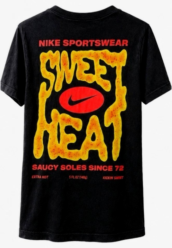 AUTHENTIC NIKE 100% COTTON SWEET HEAT FRONT PRINT  T SHIRT  1612-045