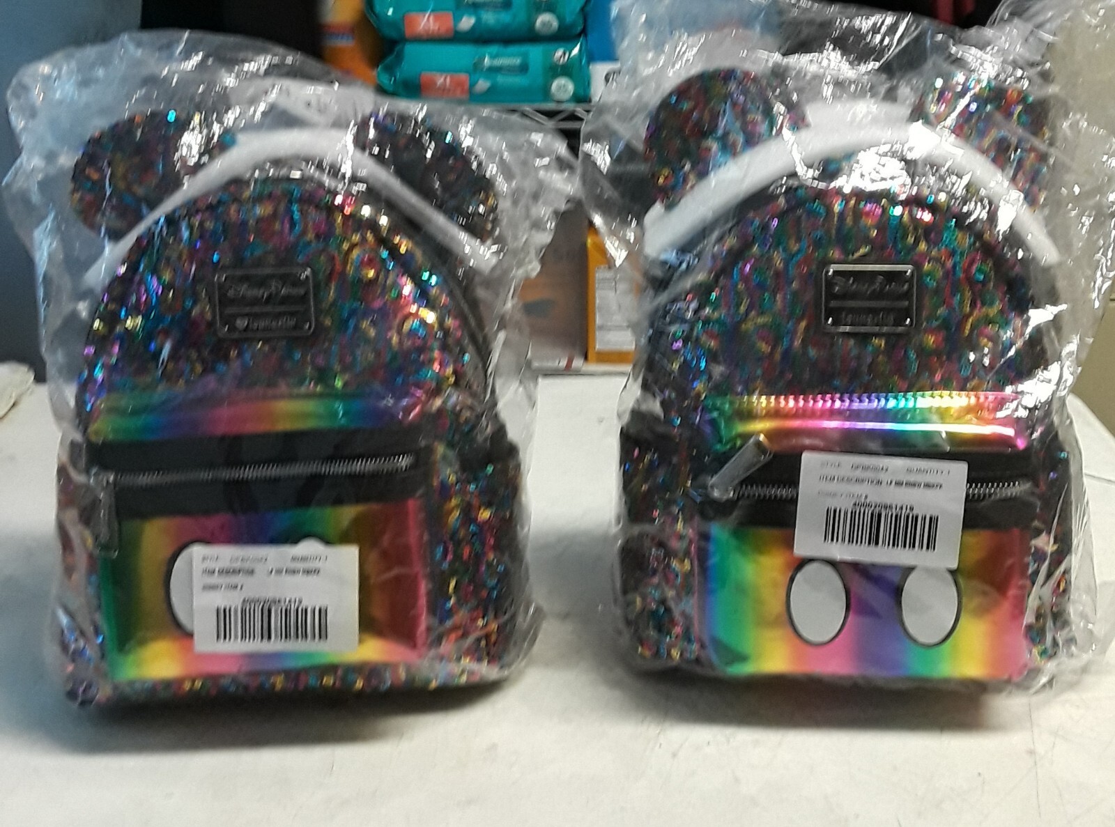 PERFECT GIFT NWT Disney Park Loungefly Sequin Mickey Mouse Rainbow Mini Backpack