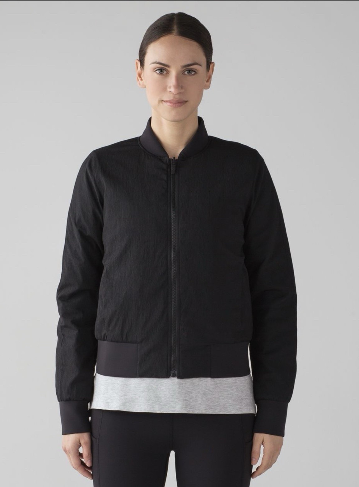 Lululemon Non-Stop Bomber Jacket REVERSIBLE Sz 8 Black Full Zip Closure Light