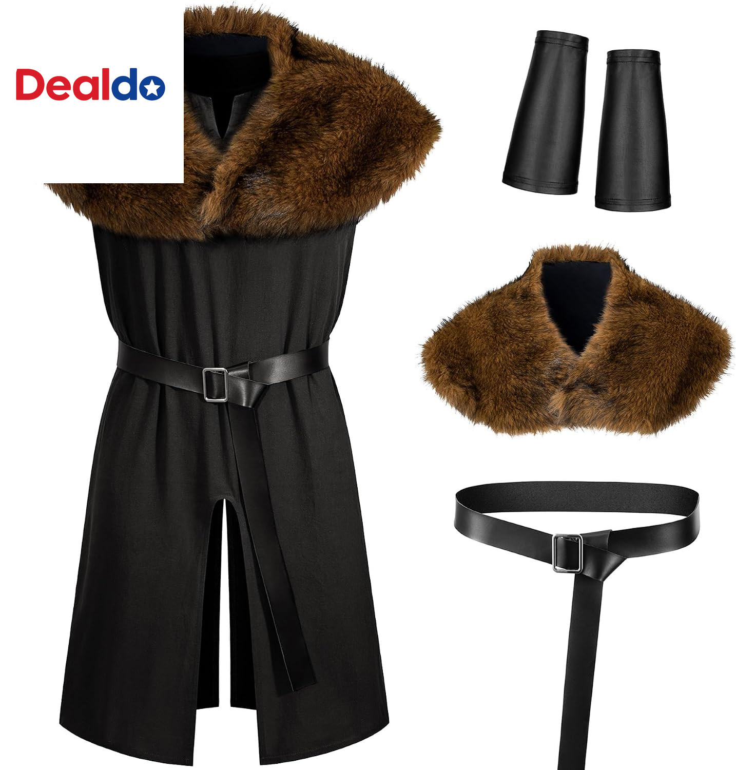 Mens Renaissance Medieval Viking Knight Warrior LARP Tunic Costume Set
