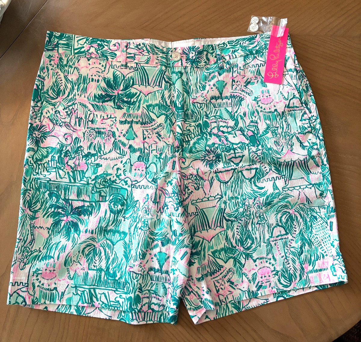 Lilly Pulitzer Shorts Mens 38 Beaumont Palm Beach Pastel Postcard--NWT