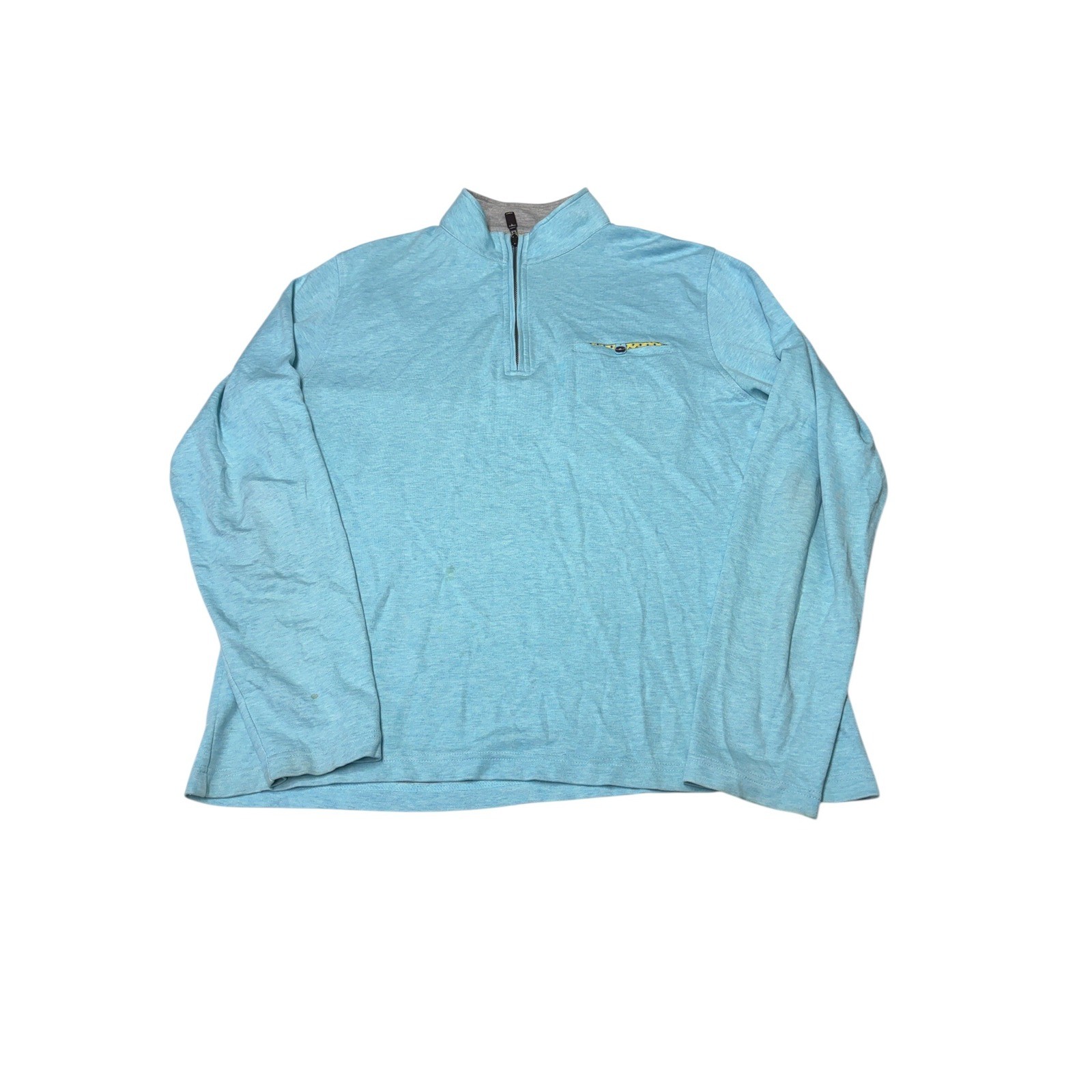 Southern Pines Mens Large Quarter Zip Pullover Light Blue Cotton Modal Sweater