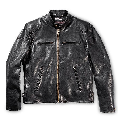 Men\'s Real Leather Cafe Racer Motorcycle Jacket Vintage Black Biker Leather Coat