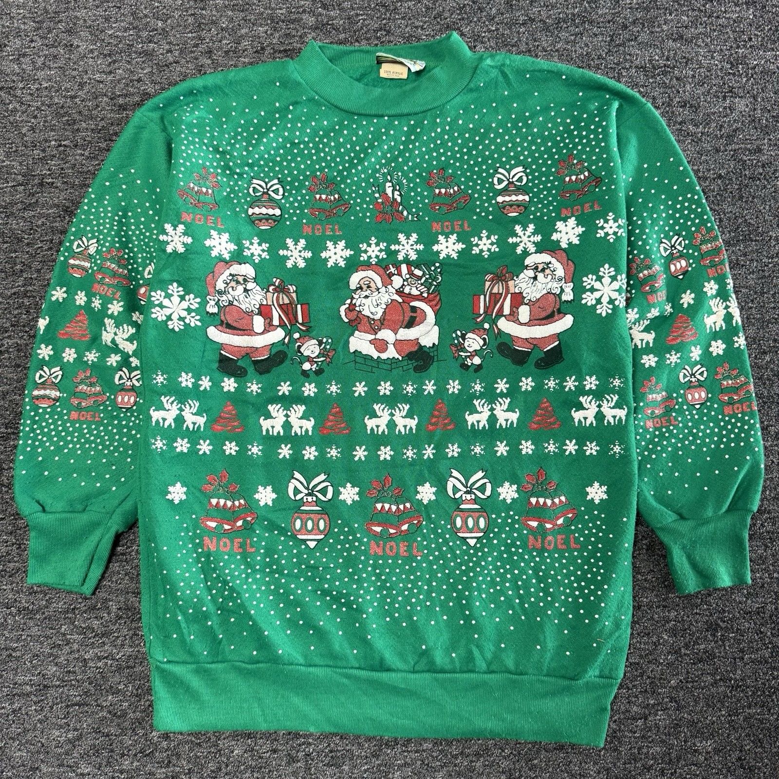 Vintage 90s Sky Lite Santa Noel Christmas Sweatshirt Pullover Crewneck - Size S