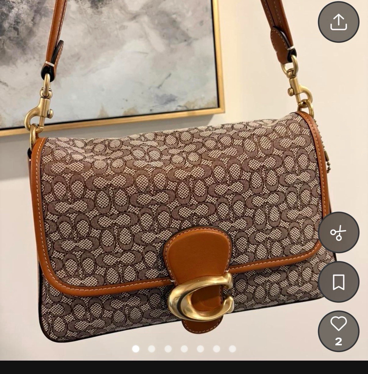 Coach Tabby Soft Jacquard Logo Shoulder Bag Brown/Beige w/ Strap & Dust Bag