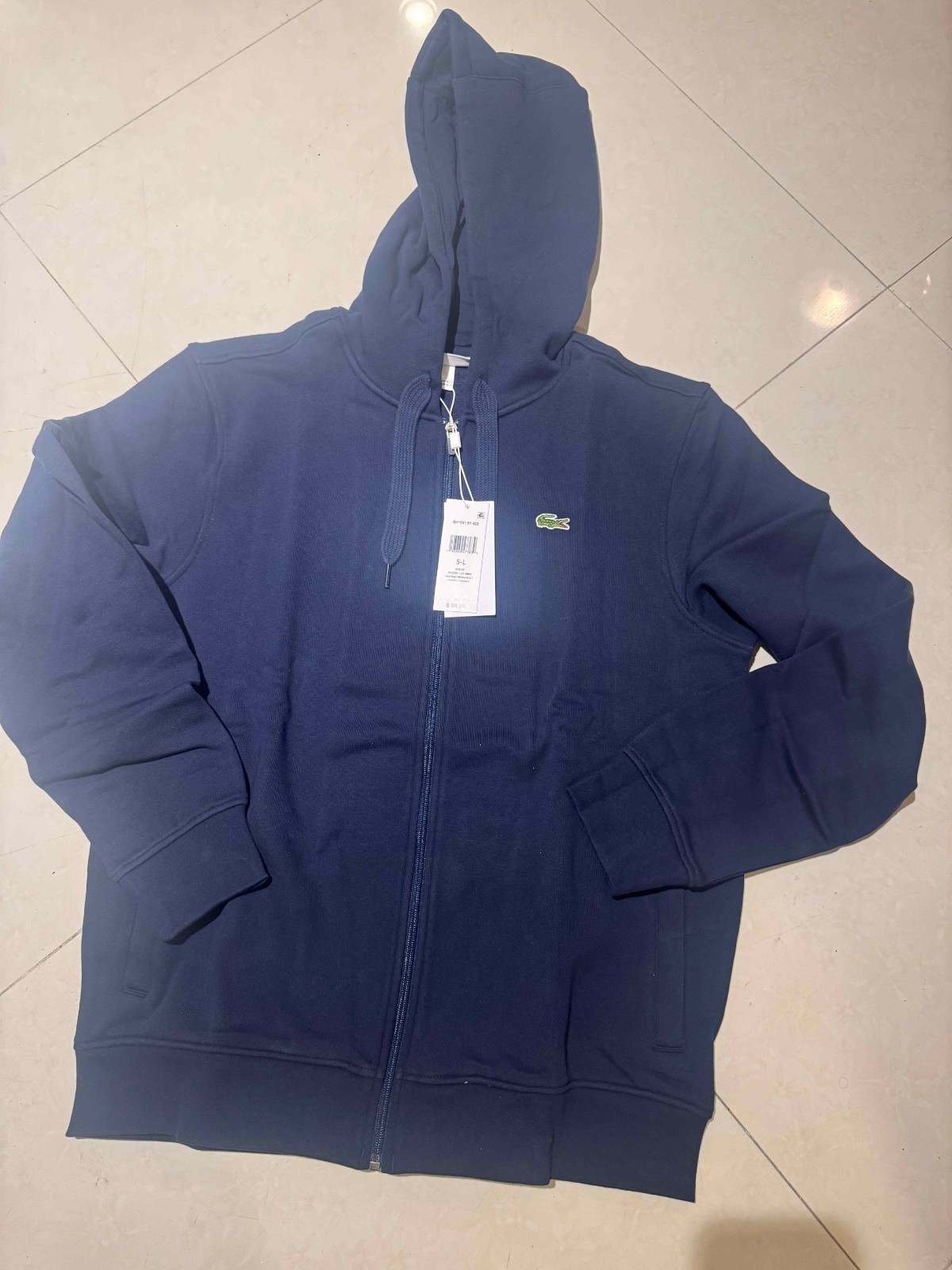 Lacoste Men\'s NAVY Long SleeveFULL ZIP FRONT Hoodie SH1551 SZ L