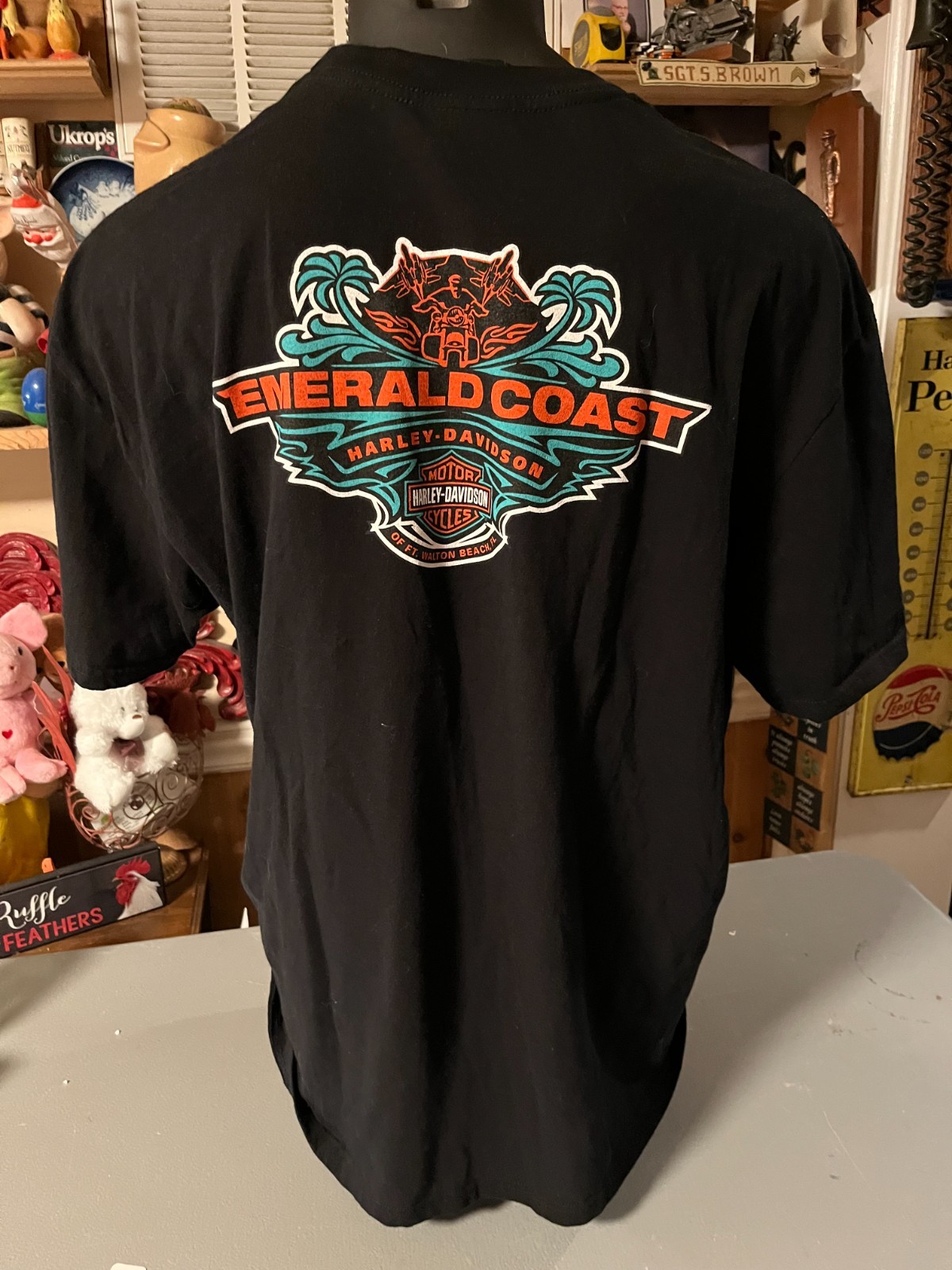 Harley Davidson Shirt 2X L Black Emerald Coast Ft Walton Florida Graphic*