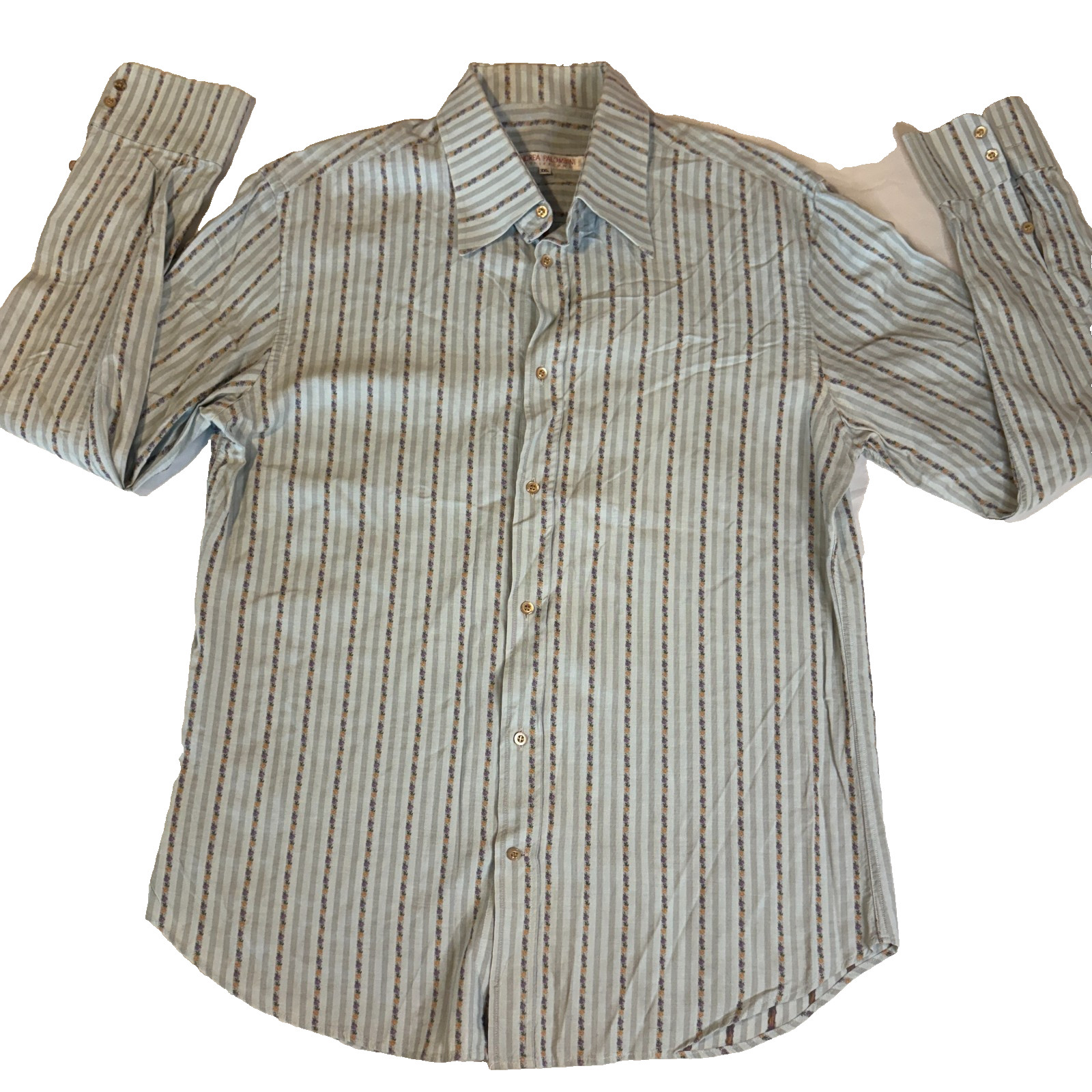 Andrea Palombini Collezioni Dress Shirt Mens XXL Striped Pattern Long Sleeve