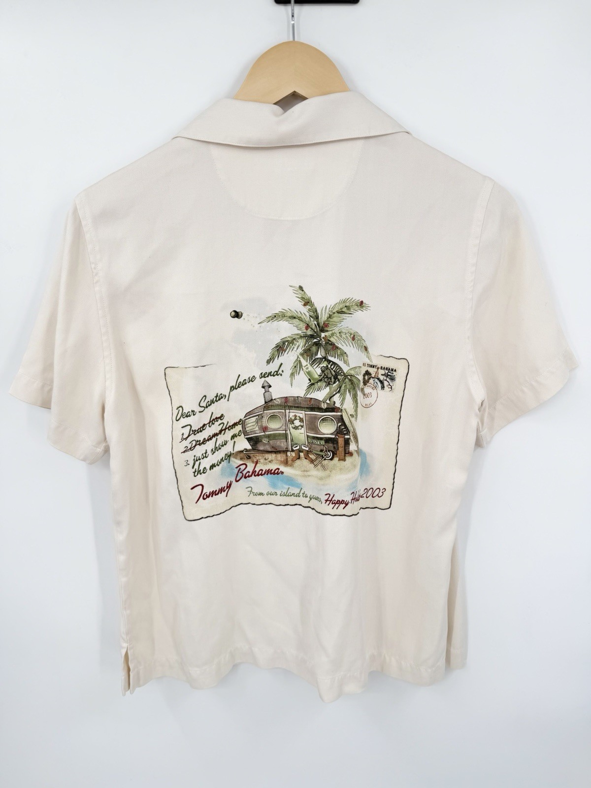 Vintage Tommy Bahama Silk Camp Shirt Womens Small 2003 Holiday Collection
