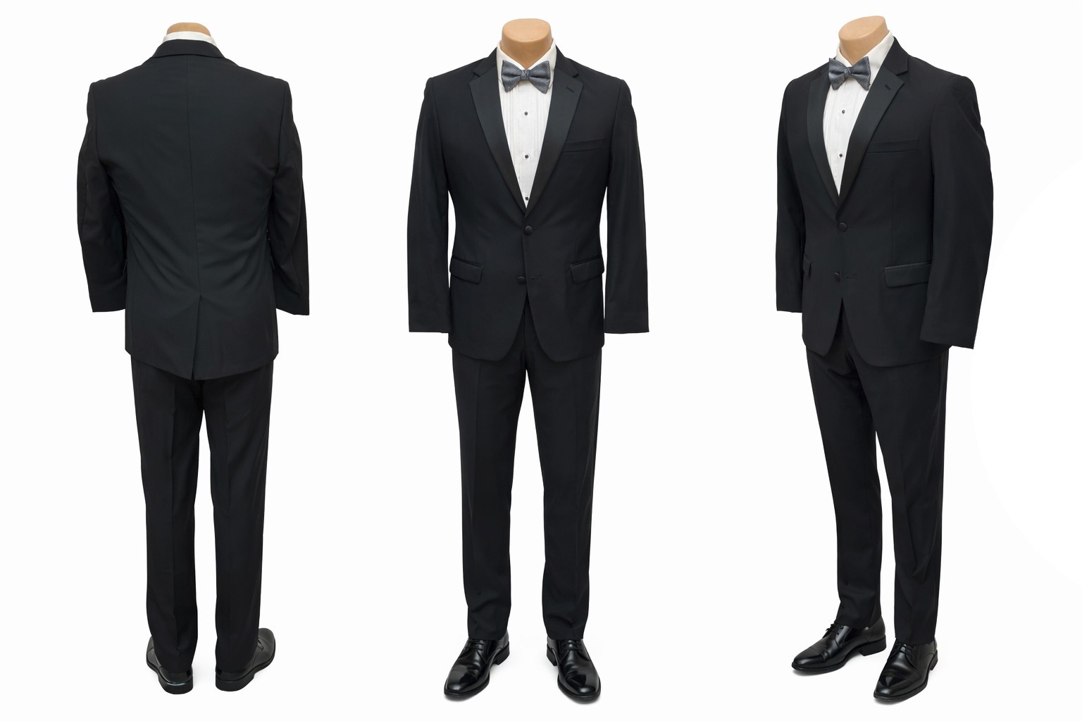 Men\'s Black Tuxedo with Flat Front Pants High Quality Merino Wool Modern Fit