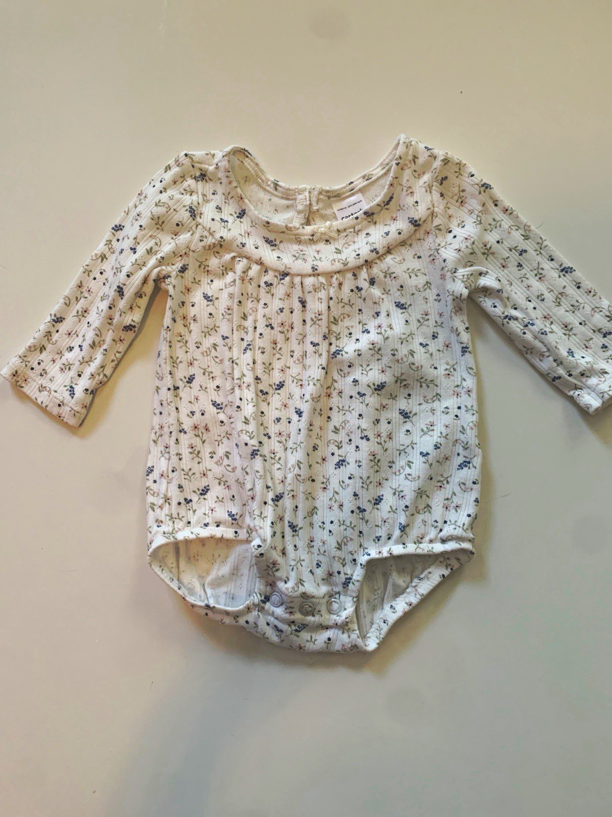 Carter\'s Baby 0-3M Floral Ribbed Long Sleeve Bodysuit